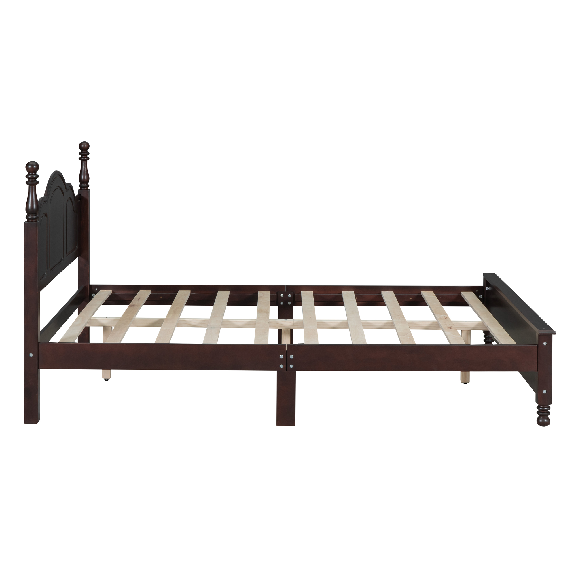 3-Pieces Bedroom Sets,Queen Size Wood Platform Bed and Two Nightstands-Dark Walnut - Image 6