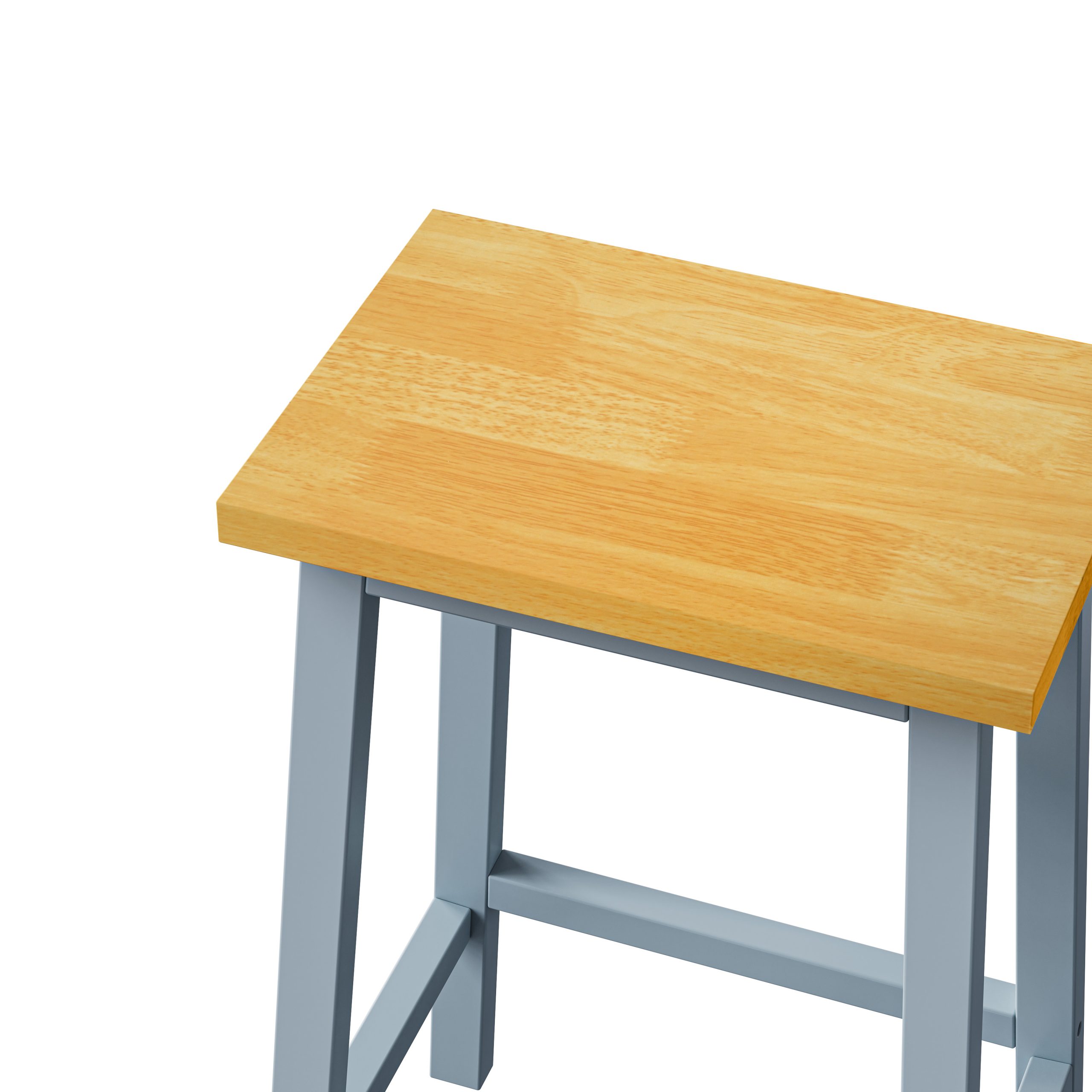 K&K Solid Wood Bar Stools (Not Cheap Iron), 25.6" Tall Set of 2 Bar Chairs, Kitchen Counter Stools with Footrests, Farmhouse Stools for Dining Room, Kitchen, Counter, Grey Blue - Image 5