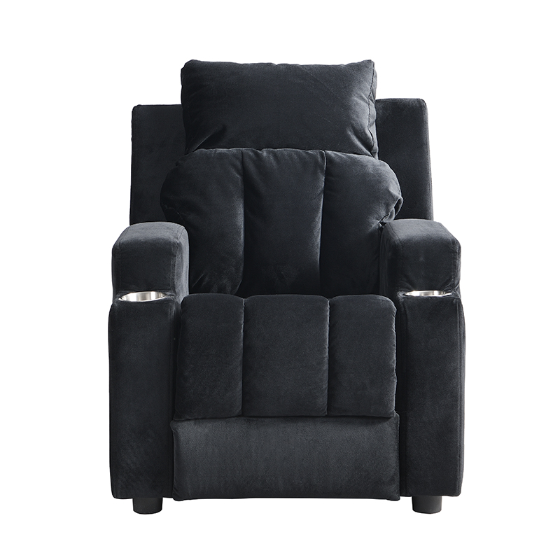 Kids Recliner Chair, Kids Upholstered Couch with Two Cup Holder, Footrest, Backrest, Toddlers Velvet Recliner with Headrest and Footrest - Image 5