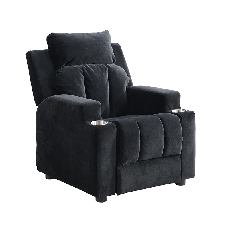 Kids Recliner Chair, Kids Upholstered Couch with Two Cup Holder, Footrest, Backrest, Toddlers Velvet Recliner with Headrest and Footrest - Image 6