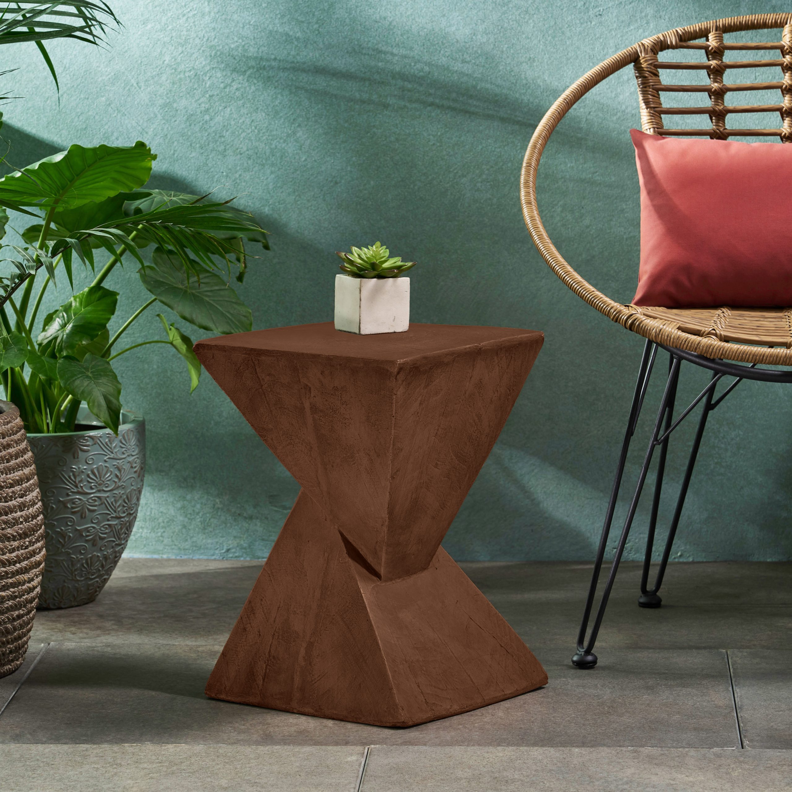 GEOMETRIC MGO SIDE TABLE,DARK BROWN COLOR - Image 3