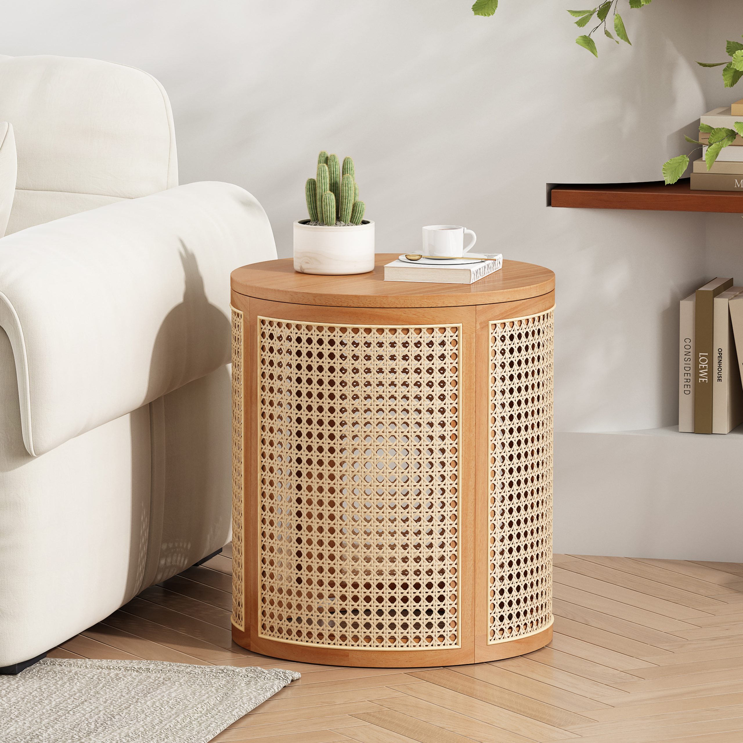 RUBBER SOLID WOOD SIDE TABLE,NATURAL COLOR - Image 2