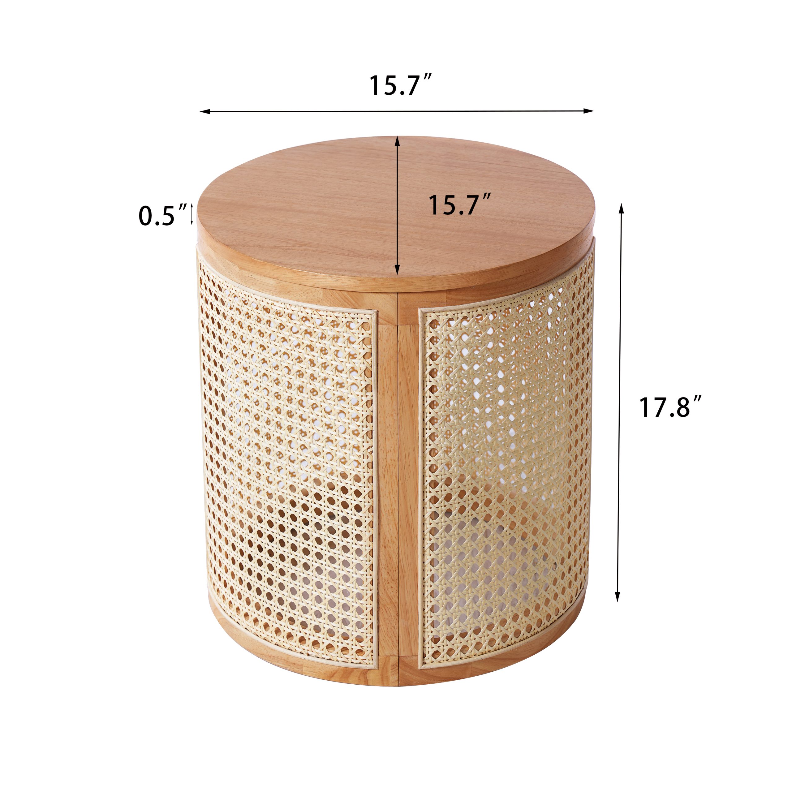 RUBBER SOLID WOOD SIDE TABLE,NATURAL COLOR - Image 3