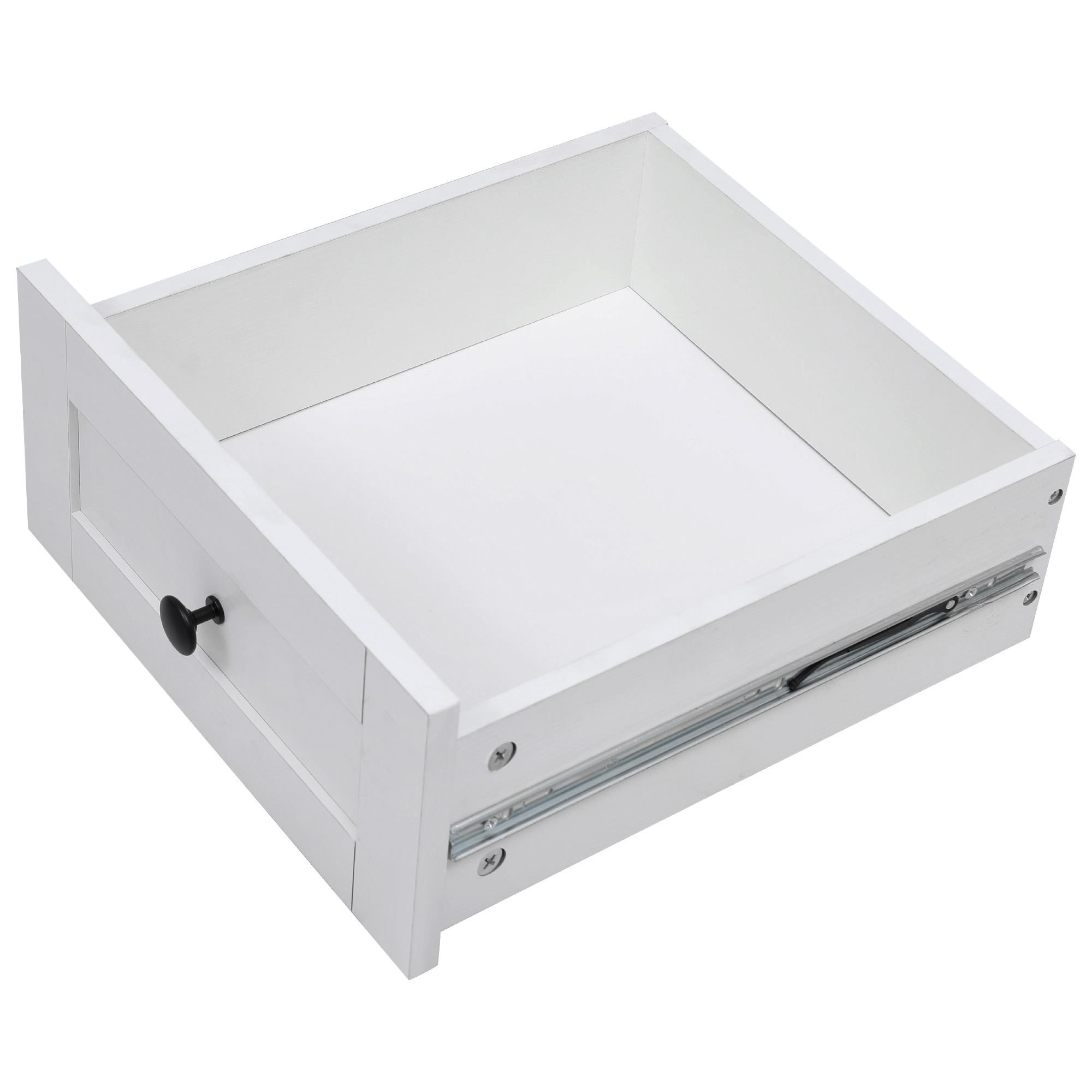 K&K 46.5'' Farmhouse Kitchen Island with Drape of Beads, Power Outlet, Rolling Kitchen Cart on Wheels with Drop Leaf, 3 Doors , 3 Drawers and Internal Iron Shelf, for Kitchen, Dining Room, White - Image 3