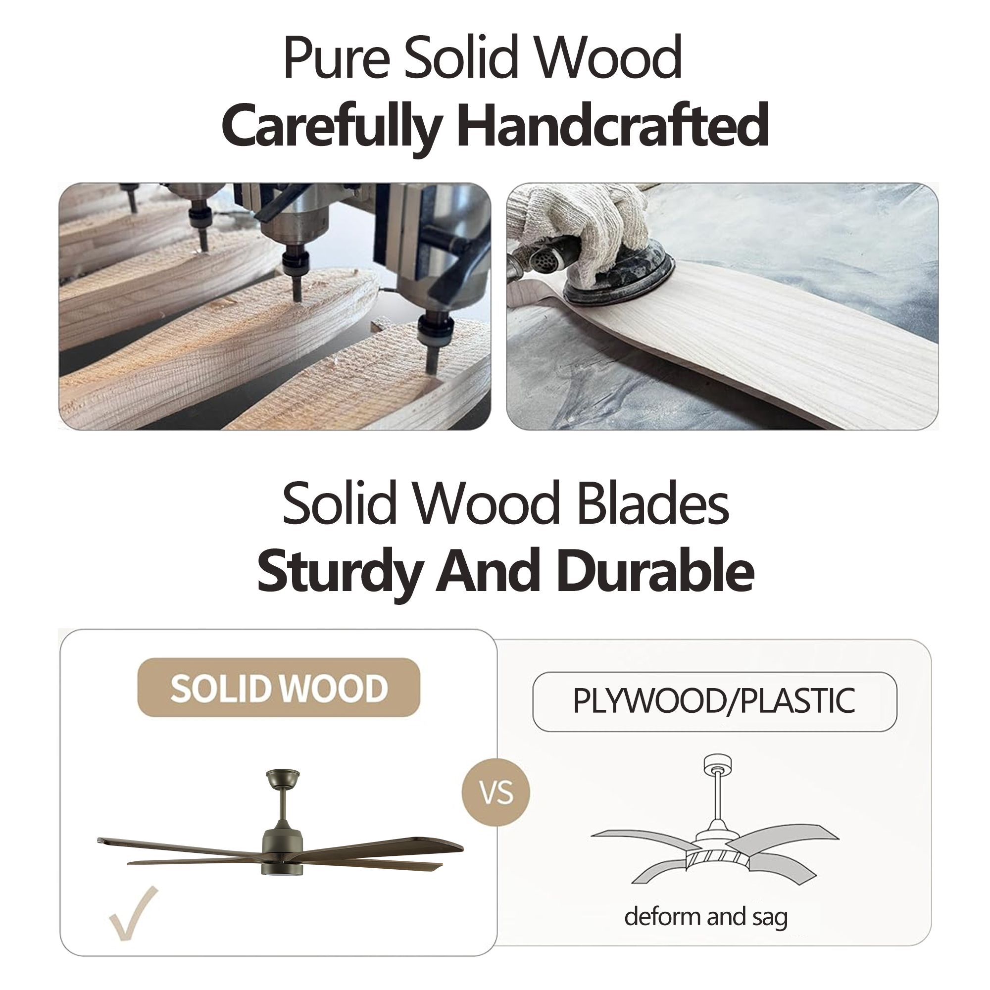 60" Modern Wood Ceiling Fan with Light and Remote Control,6-Speed Noiseless Reversible DC Motor, Ceiling Fan for Kitchen Dinning Living Room - Image 6