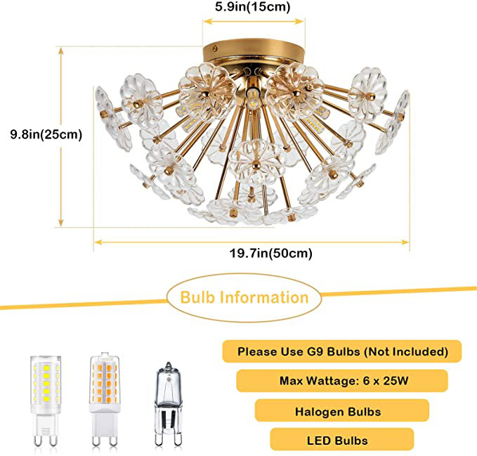 Gold Flush Mount Ceiling Light - Image 2