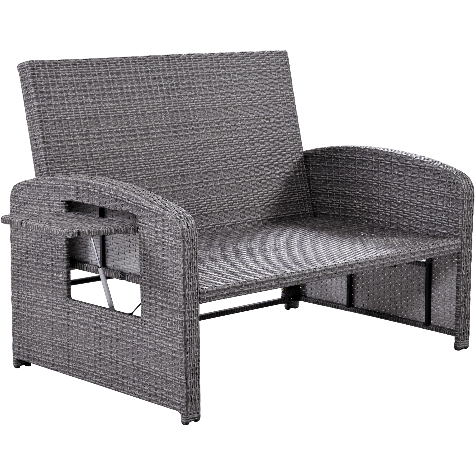TOPMAX PE Wicker Rattan Double Chaise Lounge, 2-Person Reclining Daybed with Adjustable Back and Cushions, Free Furniture Protection Cover, White - Image 3
