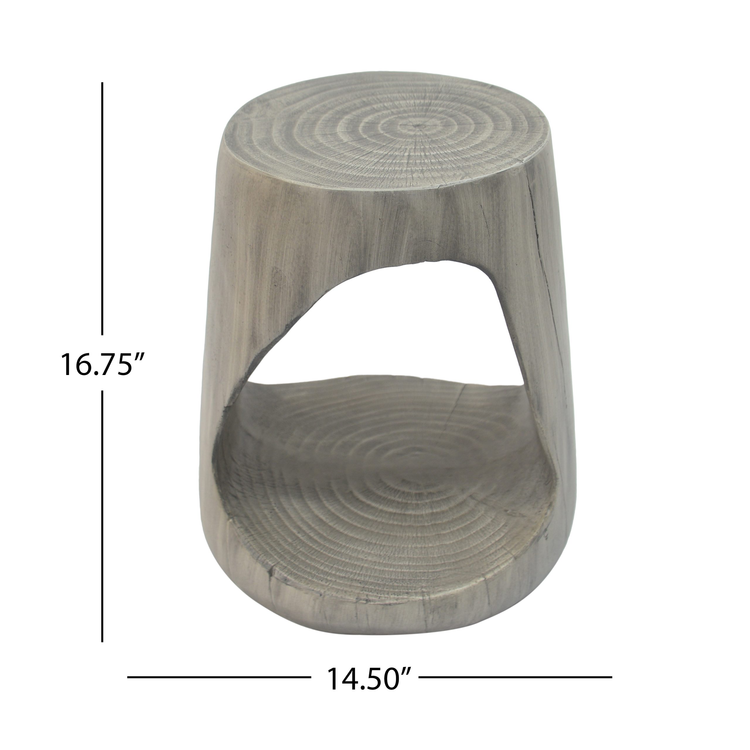 MGO Hollow Side Table, Wood-like texture, GREY Color - Image 3