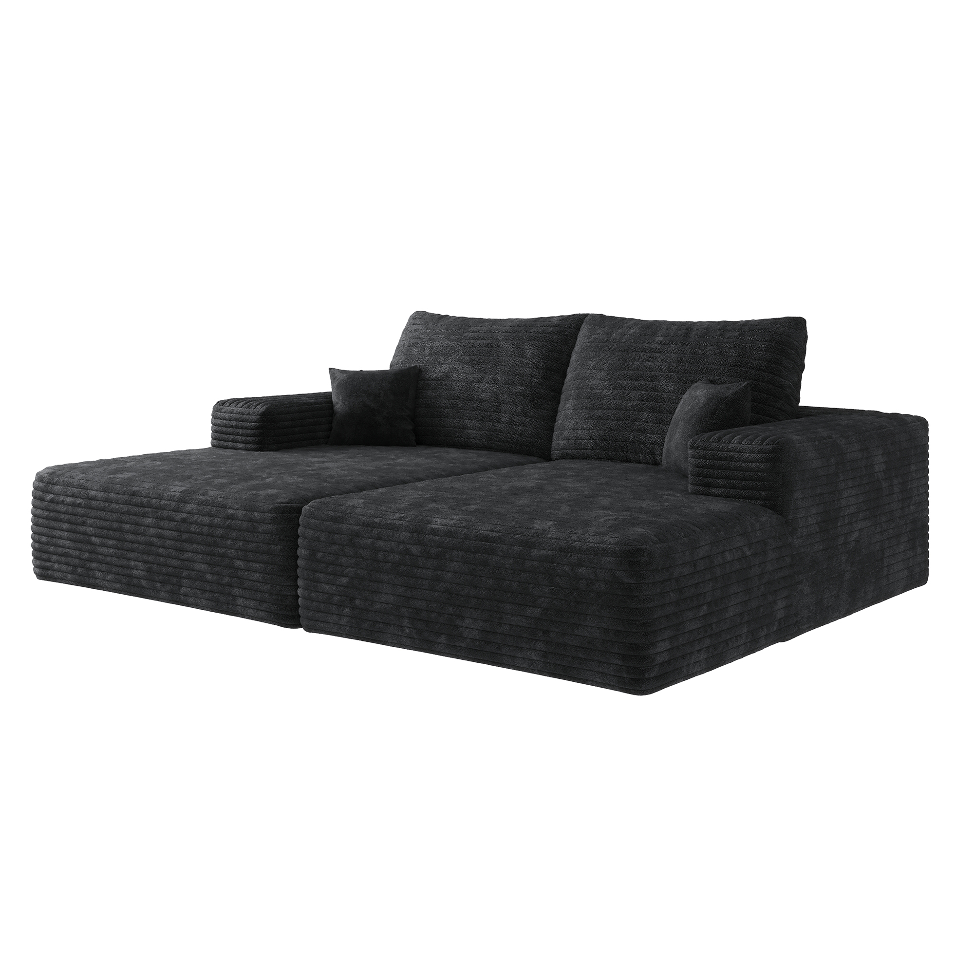 74.8" Modern Sofa bed With Dual sleeper, lounger for moviebonus room,No Assembly Required,Black (Plush Corduroy Fabric) - Image 6