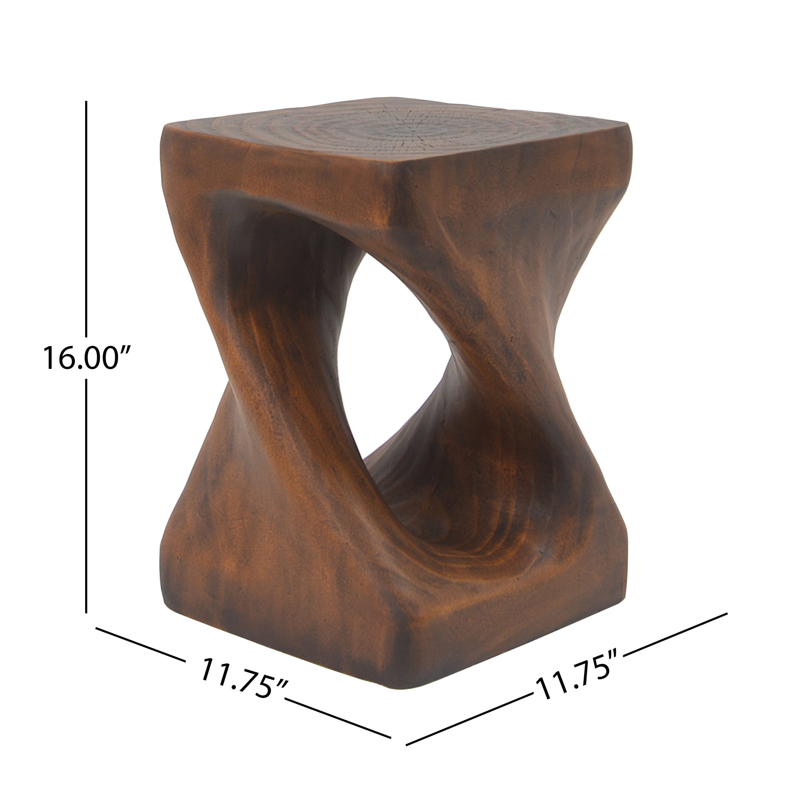 MGO Twist Shape Side Table, Wood-like texture, antique brown Color - Image 3