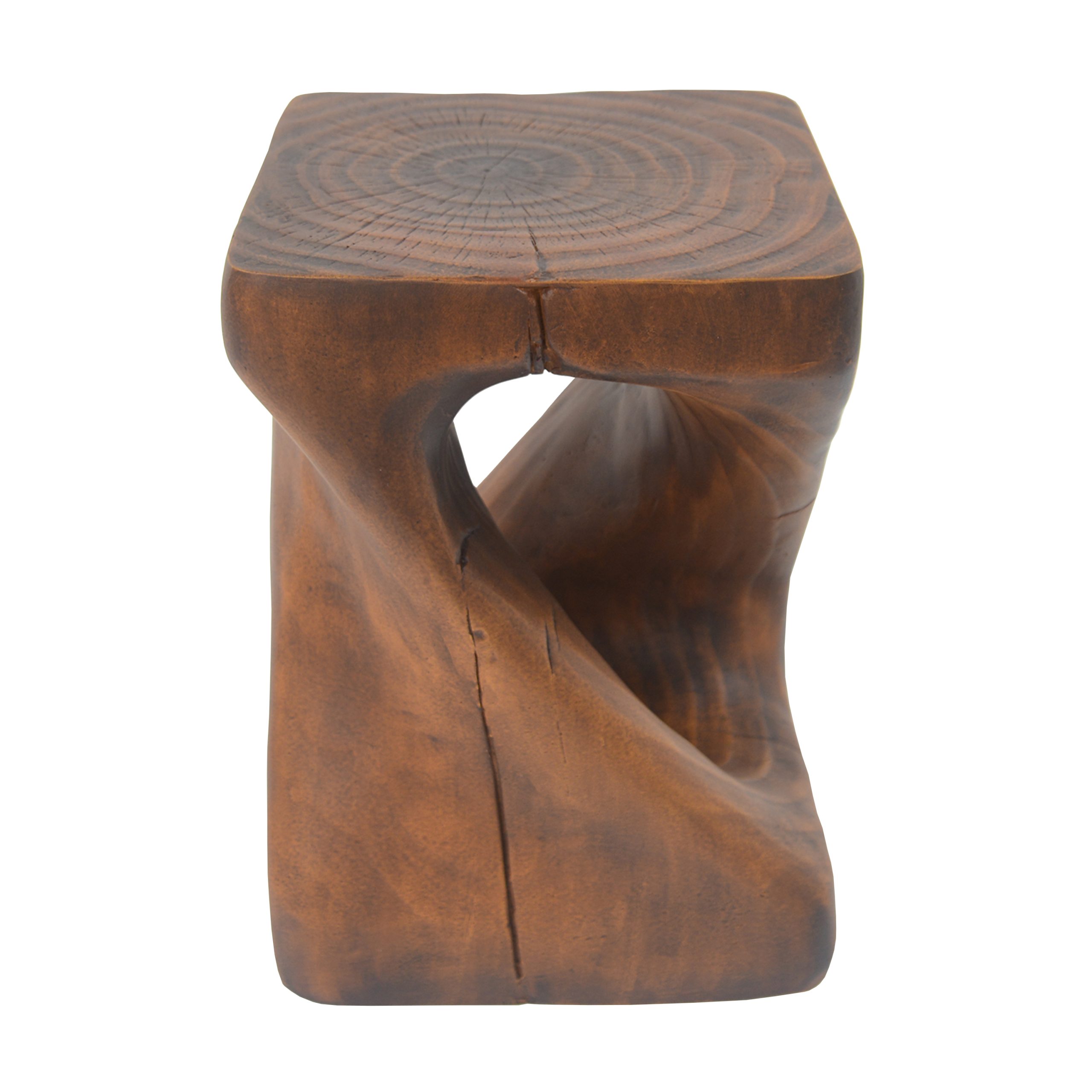MGO Twist Shape Side Table, Wood-like texture, antique brown Color - Image 4