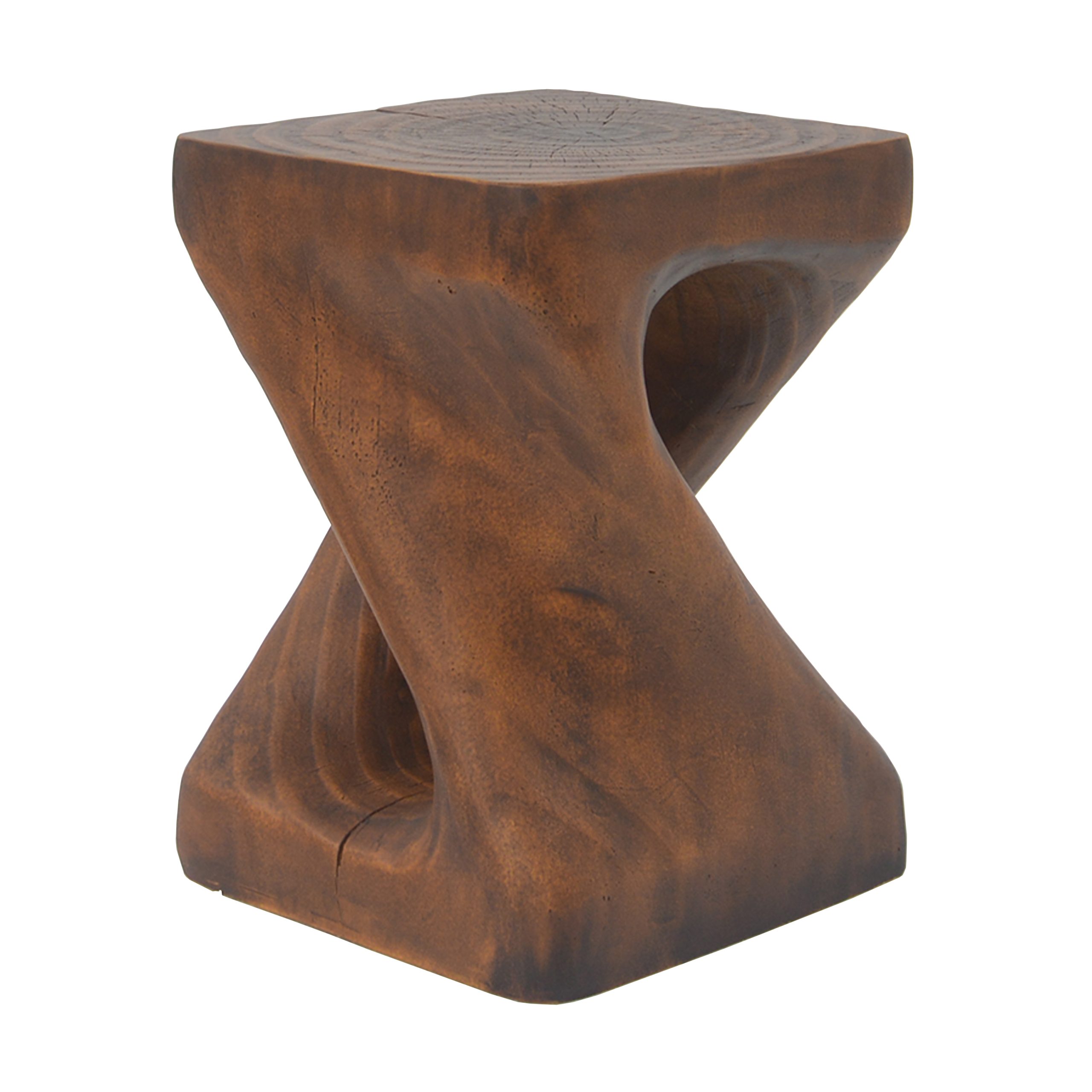 MGO Twist Shape Side Table, Wood-like texture, antique brown Color - Image 6