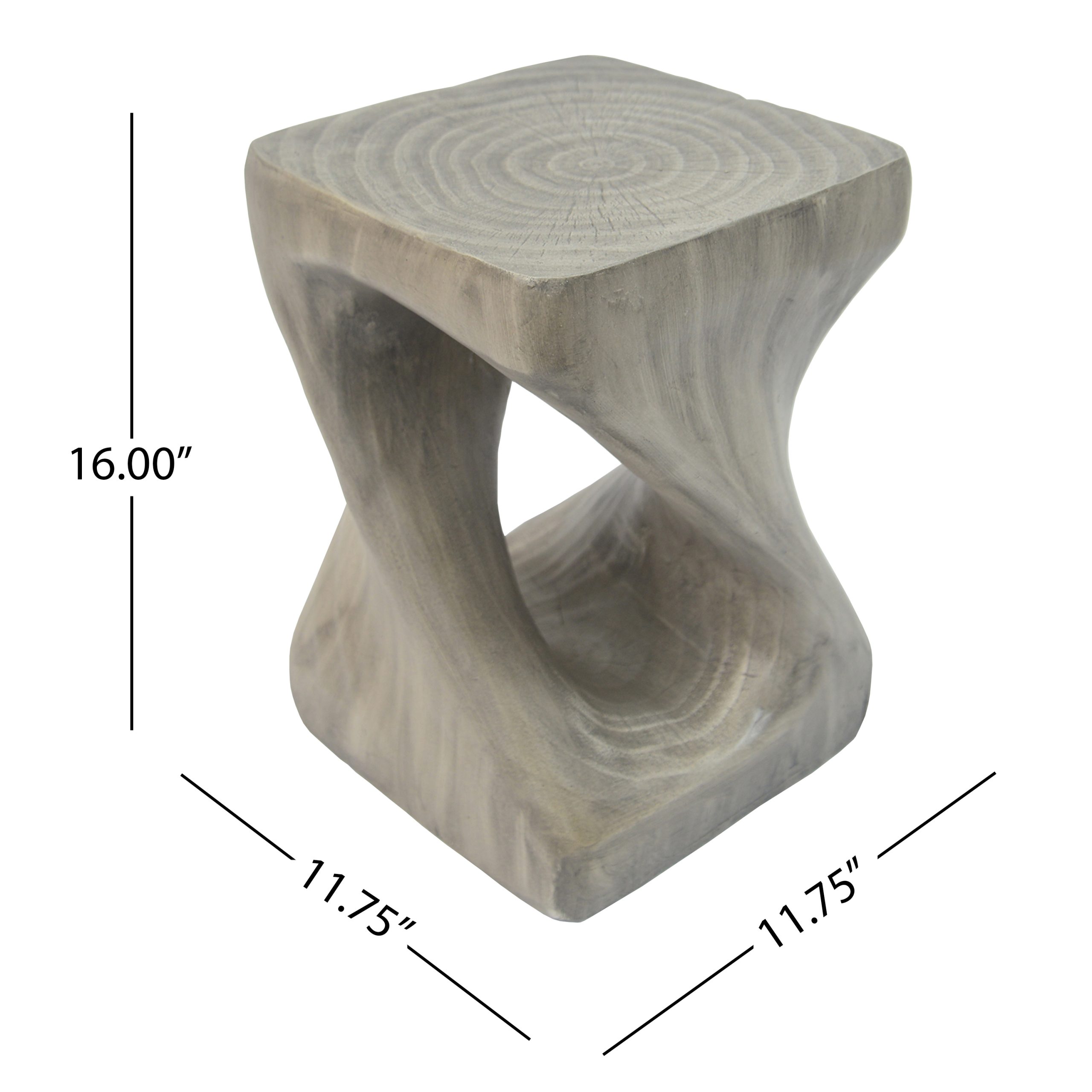MGO Twist Shape Side Table, Wood-like texture, Grey Color - Image 3