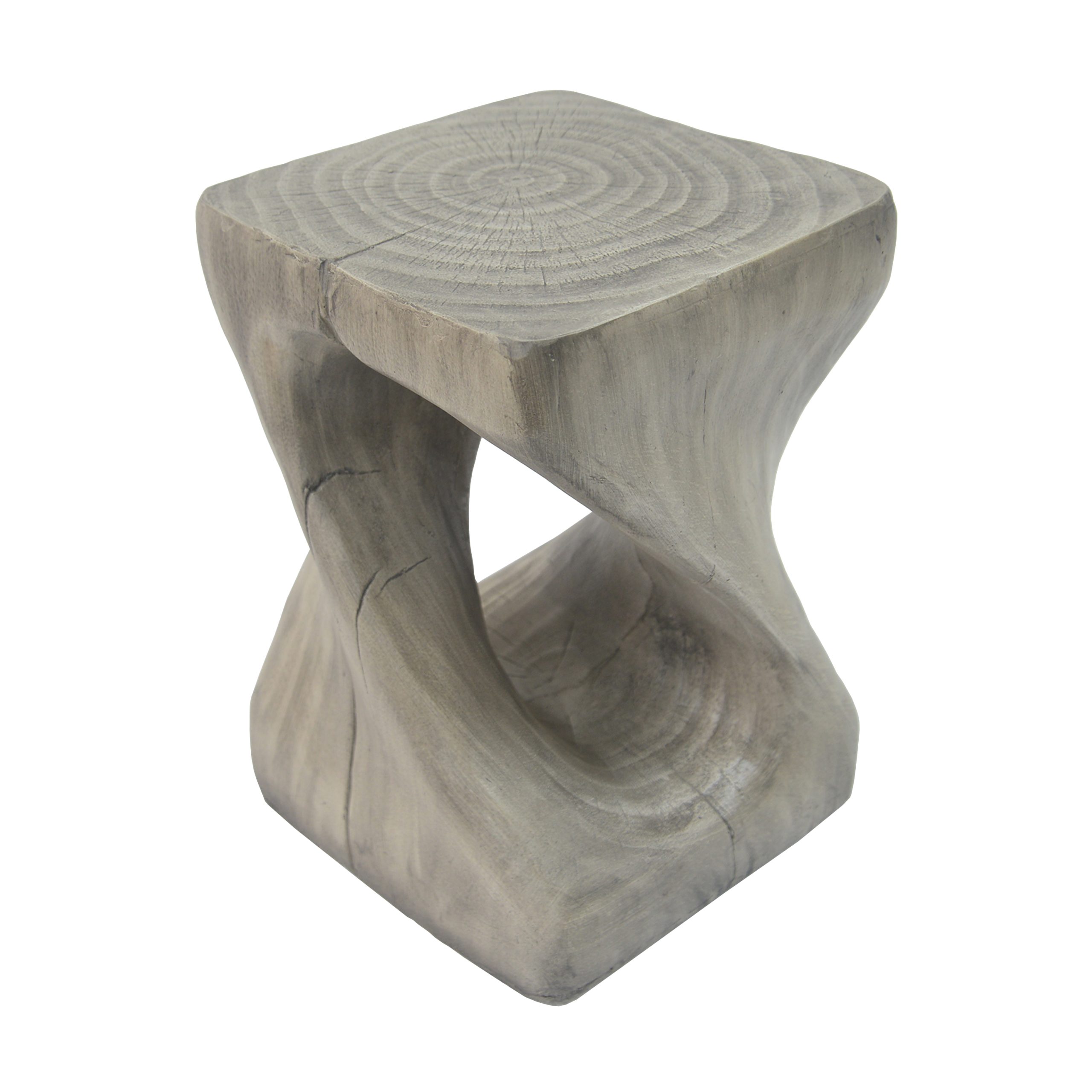MGO Twist Shape Side Table, Wood-like texture, Grey Color - Image 6