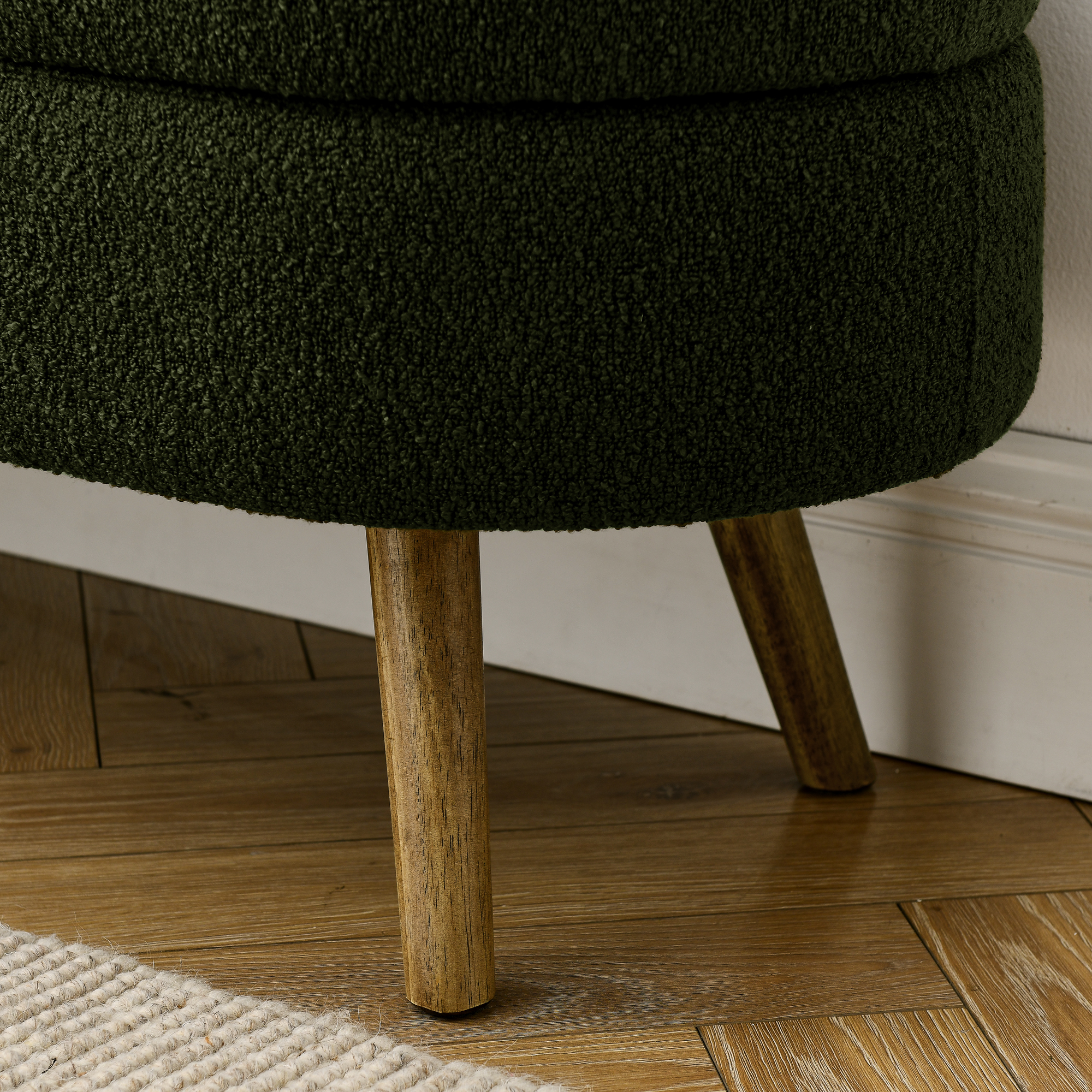 Ottoman Oval Storage Bench,Rubber Wood Legs, Green(43.5"x16"x16") - Image 5