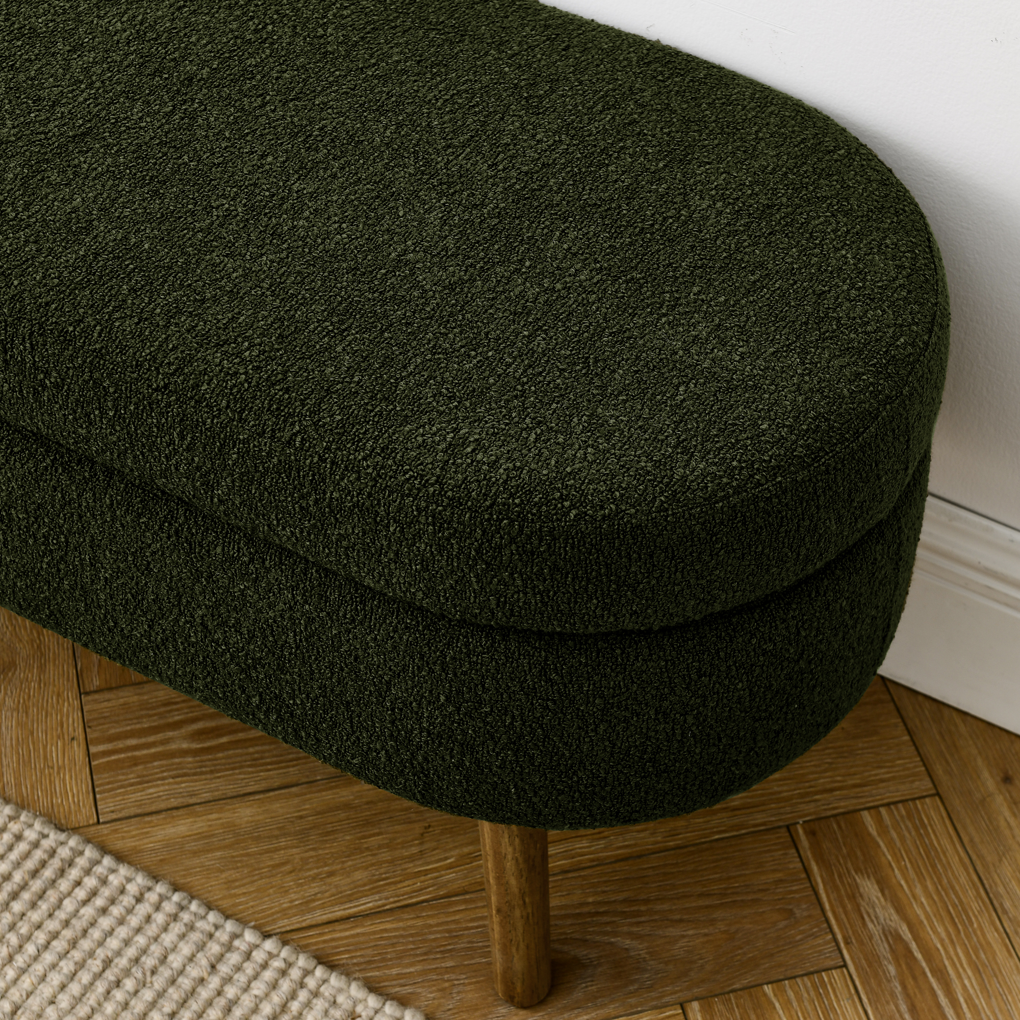 Ottoman Oval Storage Bench,Rubber Wood Legs, Green(43.5"x16"x16") - Image 6