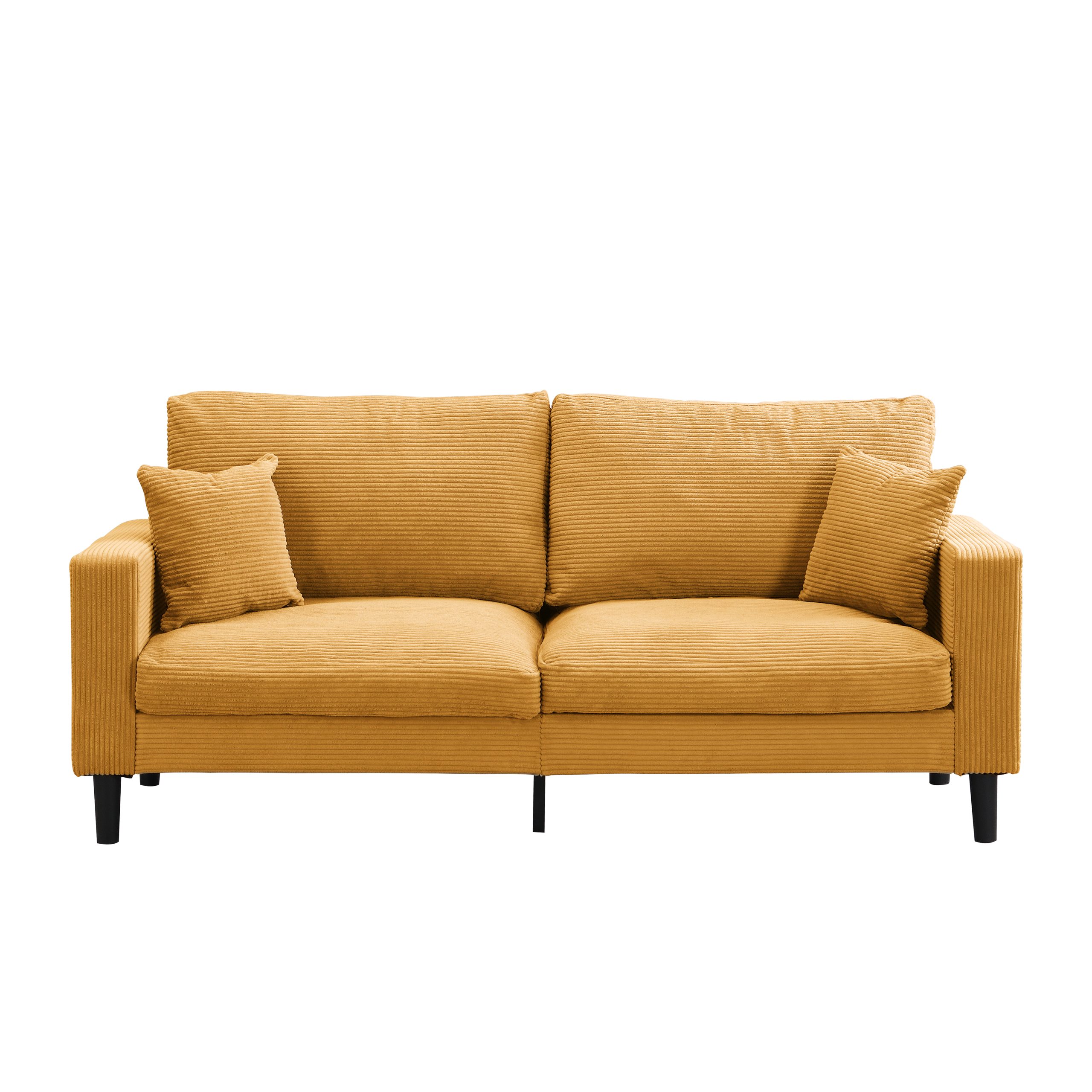 74" High Resilience three seater Sofa, Wooden Frame 3 Seat Sofa, Comfy , Modern Upholstered Sofa, Living Room Bedroom Apartment , Orange - Image 4