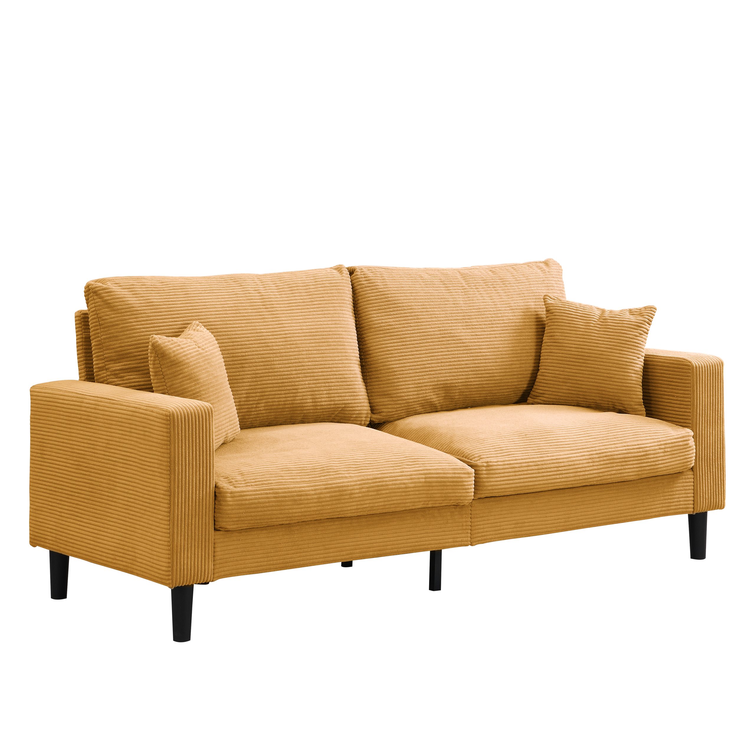 74" High Resilience three seater Sofa, Wooden Frame 3 Seat Sofa, Comfy , Modern Upholstered Sofa, Living Room Bedroom Apartment , Orange - Image 5