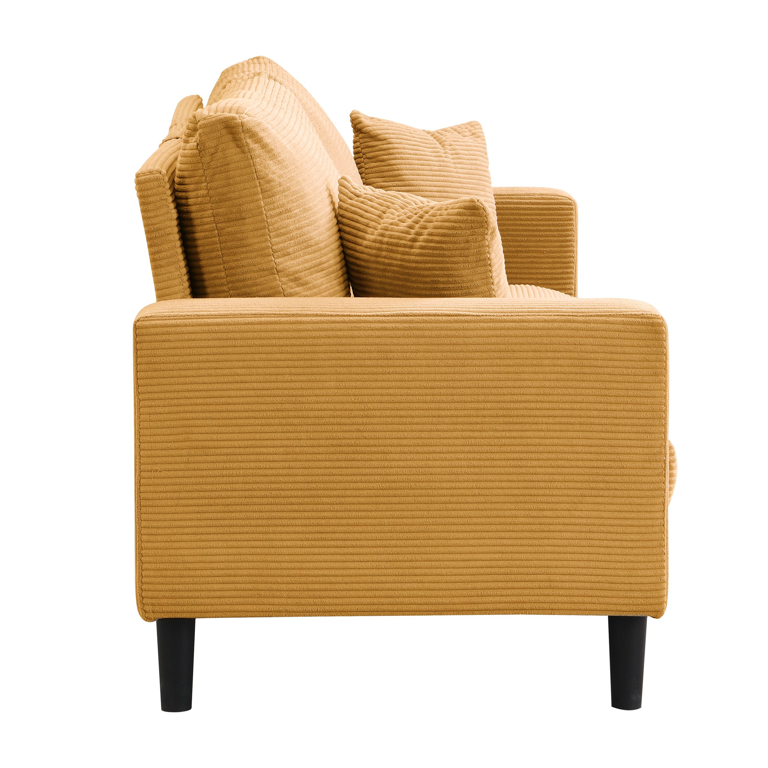 74" High Resilience three seater Sofa, Wooden Frame 3 Seat Sofa, Comfy , Modern Upholstered Sofa, Living Room Bedroom Apartment , Orange - Image 6