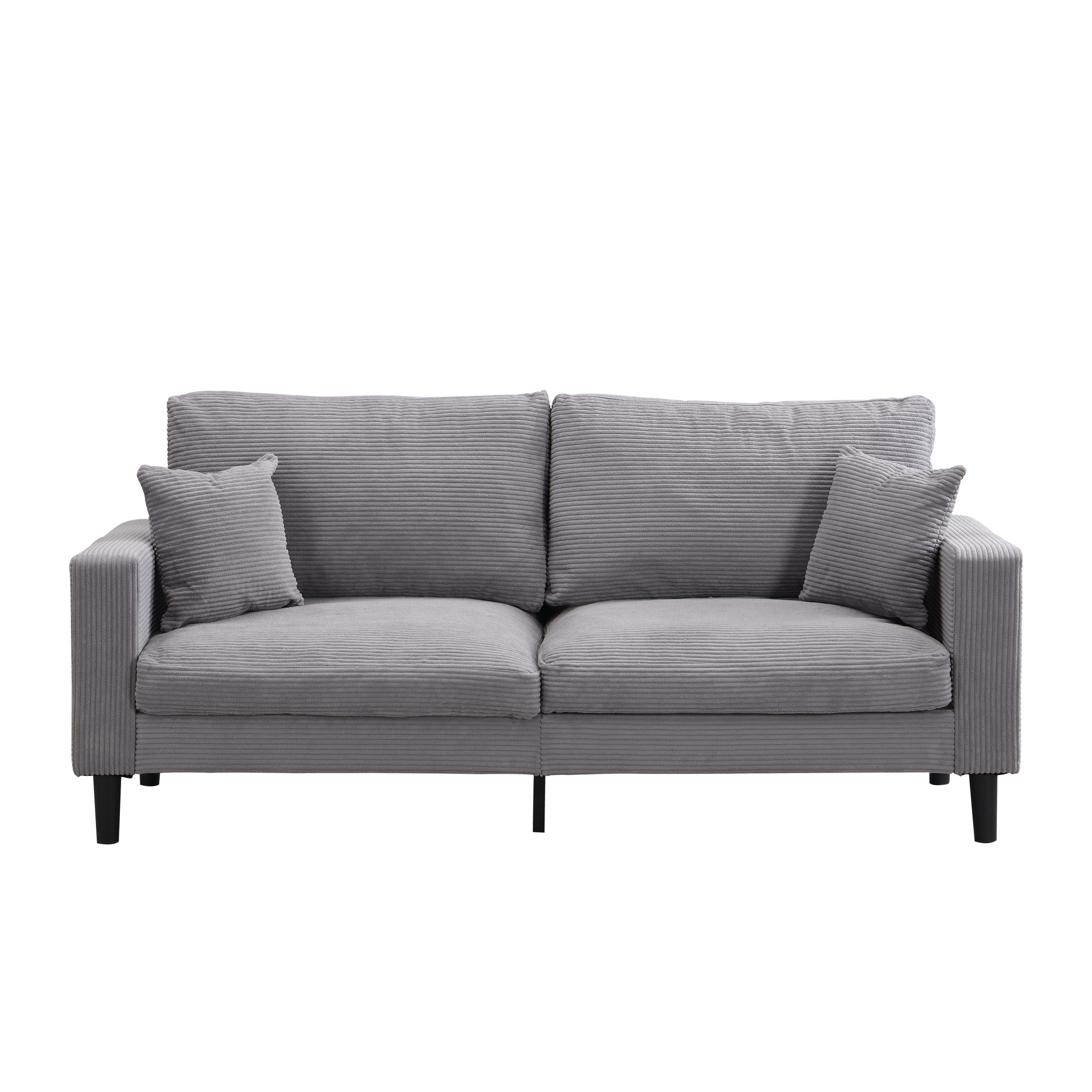 74" High Resilience three seater Sofa, Wooden Frame 3 Seat Sofa, Comfy , Modern Upholstered Sofa, Living Room Bedroom Apartment ,Light gray - Image 4