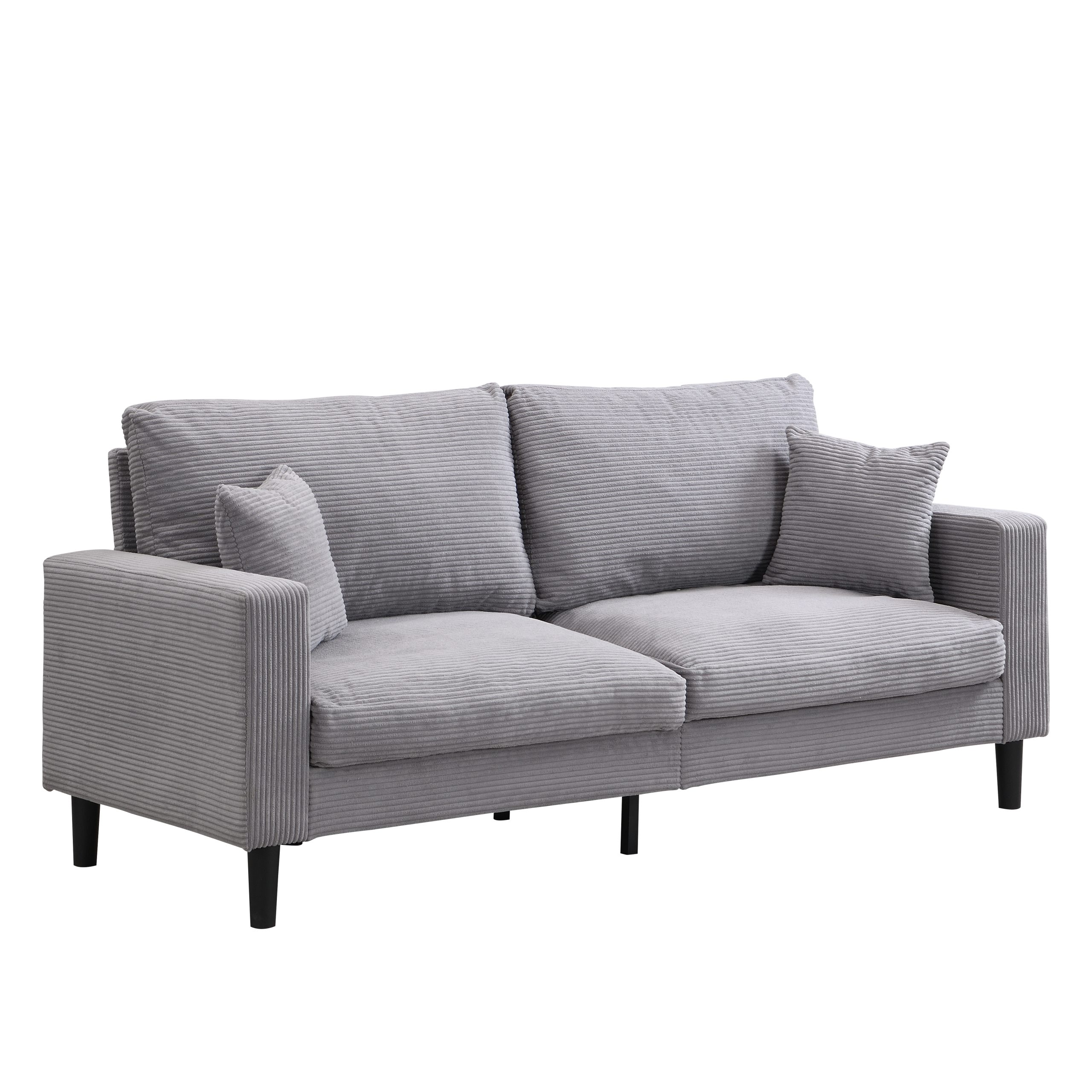 74" High Resilience three seater Sofa, Wooden Frame 3 Seat Sofa, Comfy , Modern Upholstered Sofa, Living Room Bedroom Apartment ,Light gray - Image 5