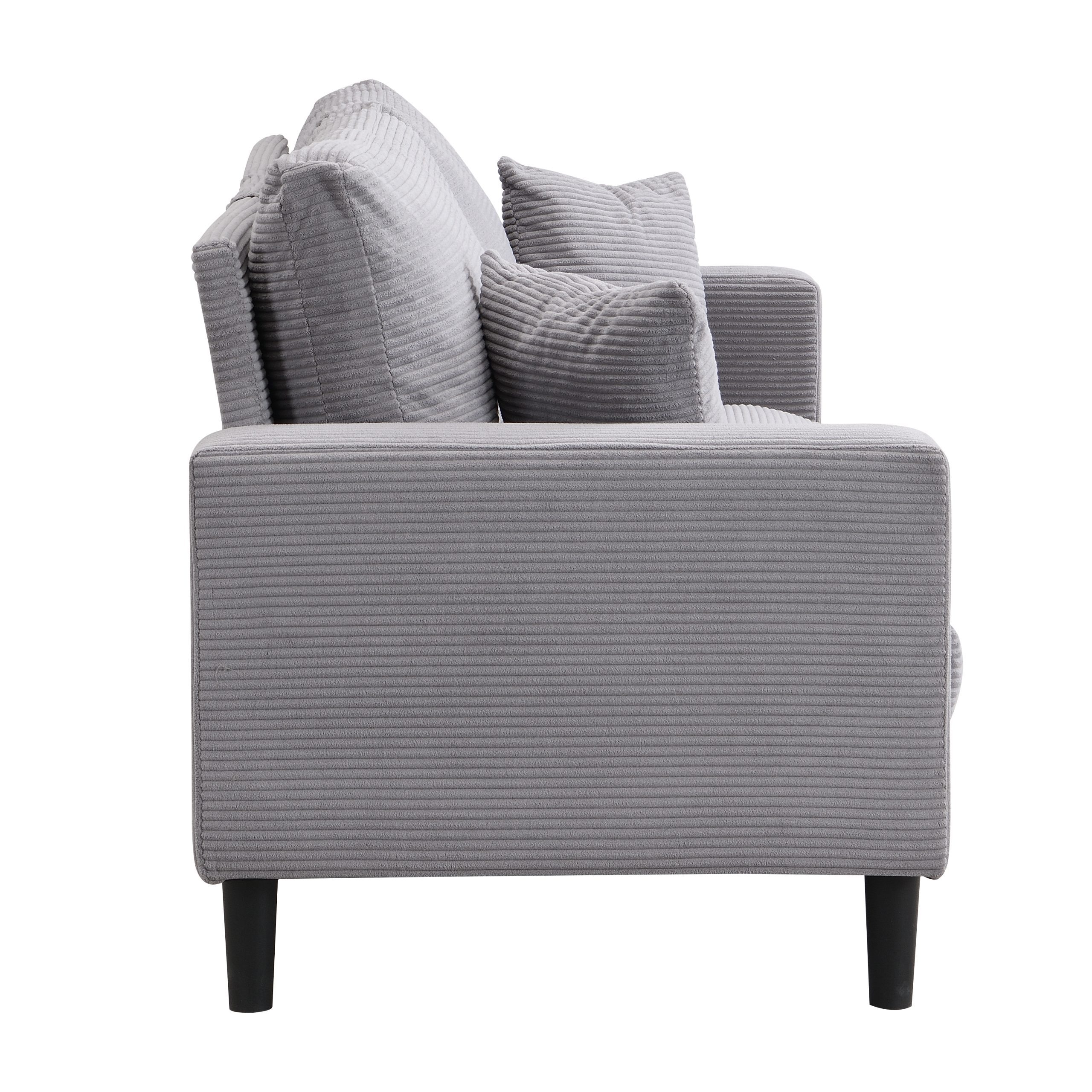 74" High Resilience three seater Sofa, Wooden Frame 3 Seat Sofa, Comfy , Modern Upholstered Sofa, Living Room Bedroom Apartment ,Light gray - Image 6