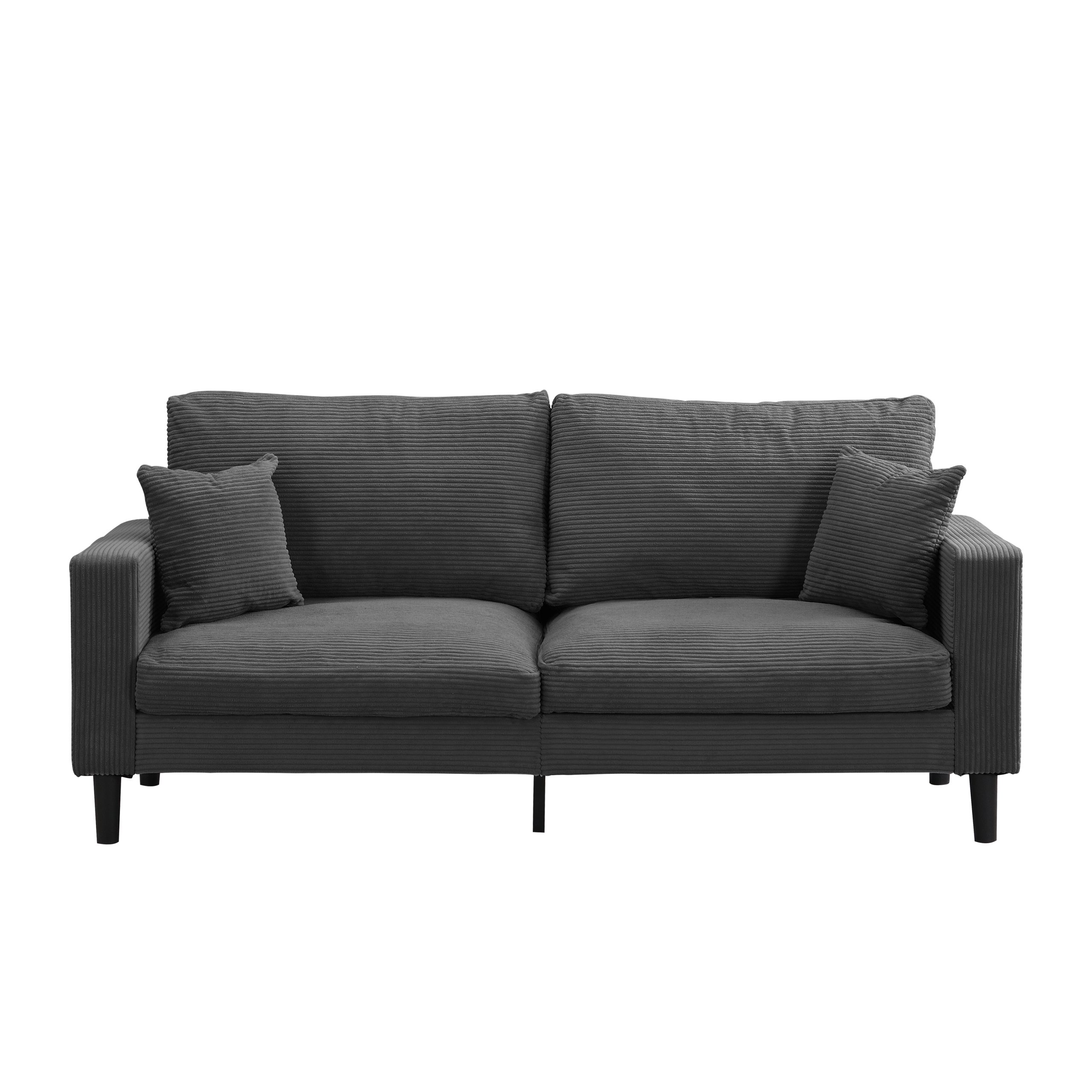 74" High Resilience three seater Sofa, Wooden Frame 3 Seat Sofa, Comfy , Modern Upholstered Sofa, Living Room Bedroom Apartment , Dark gray - Image 4
