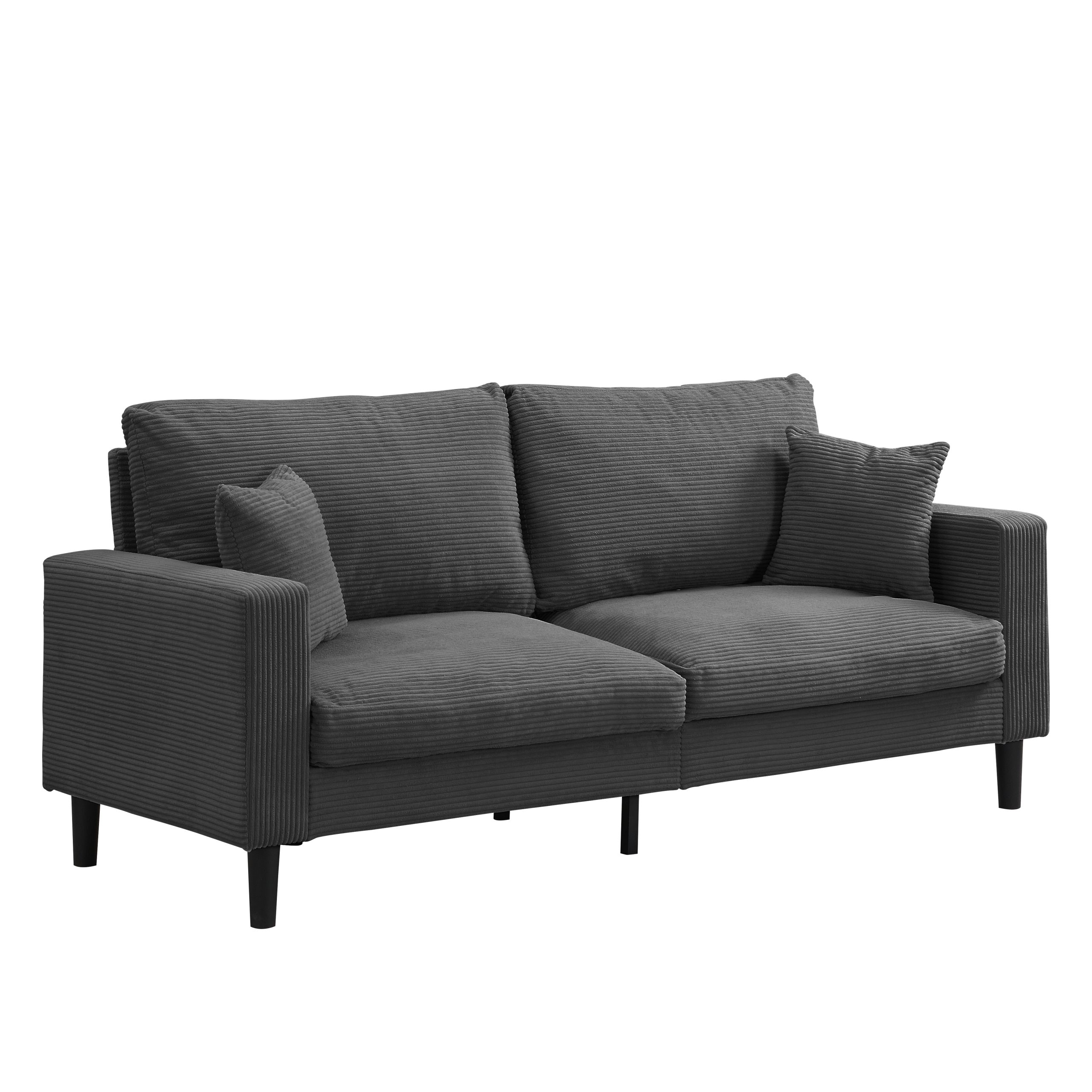 74" High Resilience three seater Sofa, Wooden Frame 3 Seat Sofa, Comfy , Modern Upholstered Sofa, Living Room Bedroom Apartment , Dark gray - Image 5