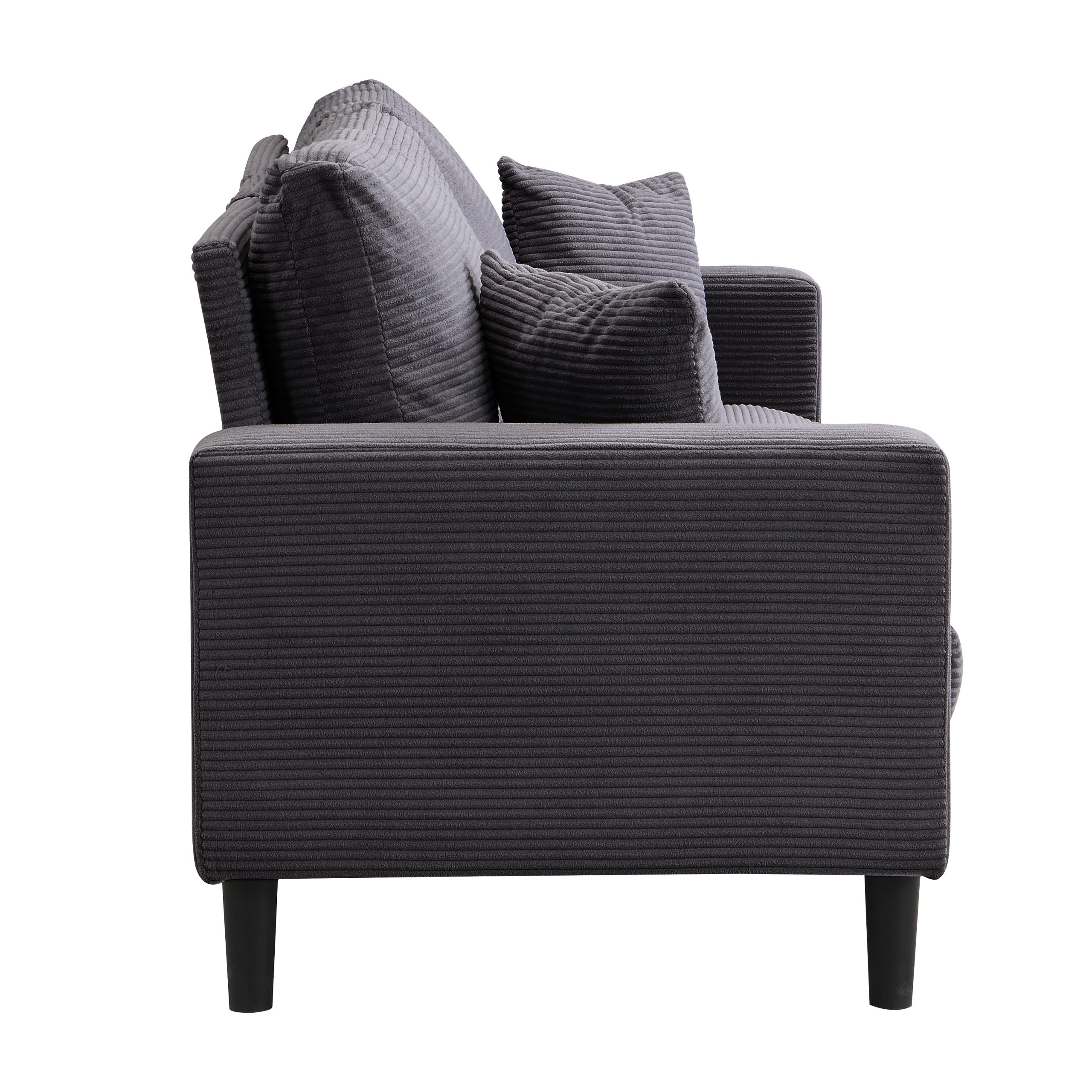 74" High Resilience three seater Sofa, Wooden Frame 3 Seat Sofa, Comfy , Modern Upholstered Sofa, Living Room Bedroom Apartment , Dark gray - Image 6