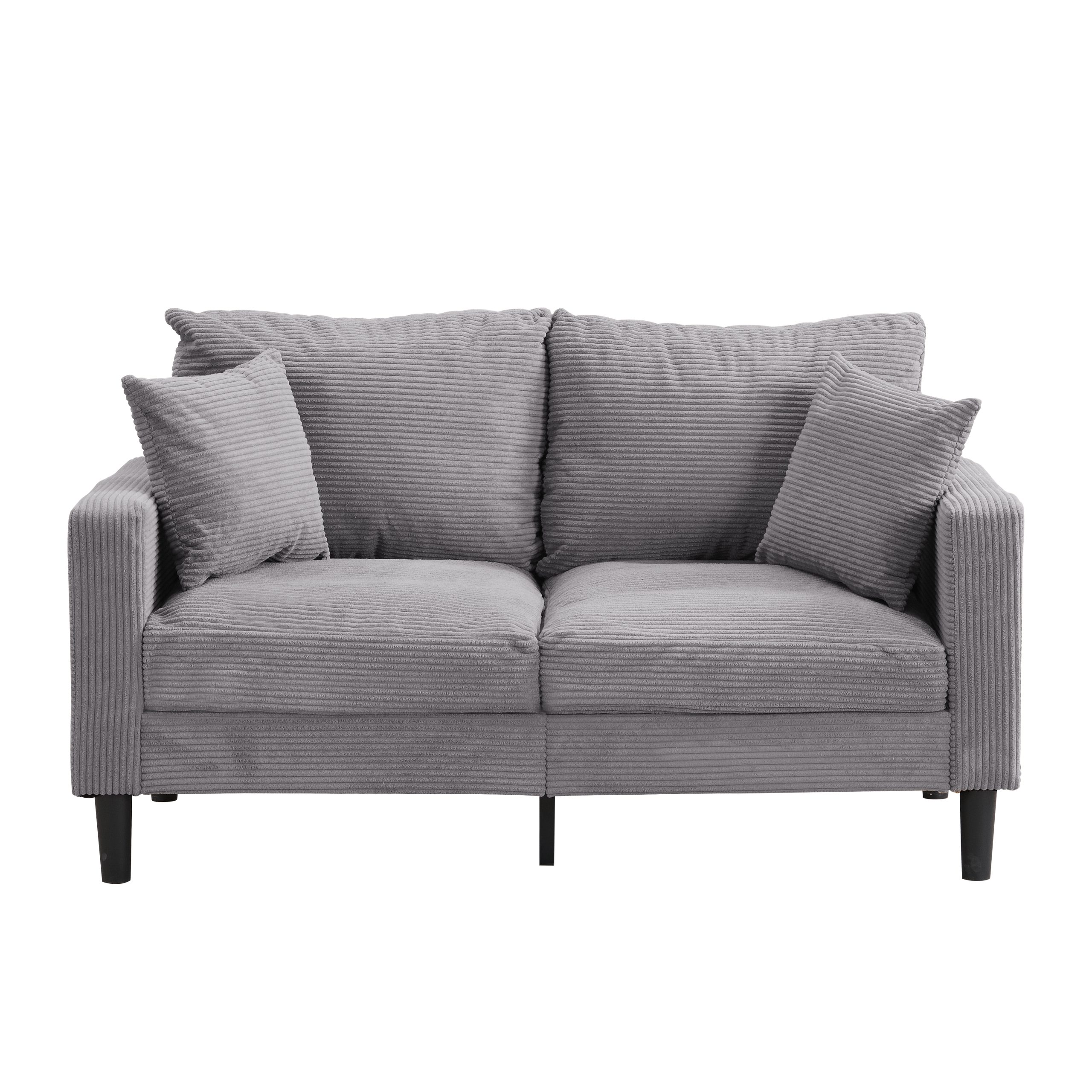 57 " High Resilience Loveseat Sofa, Wooden Frame 2 Seat Sofa, Comfy , Small Space Saving Modern Upholstered Sofa, Living Room Bedroom Apartment Small Space , Light gray - Image 4