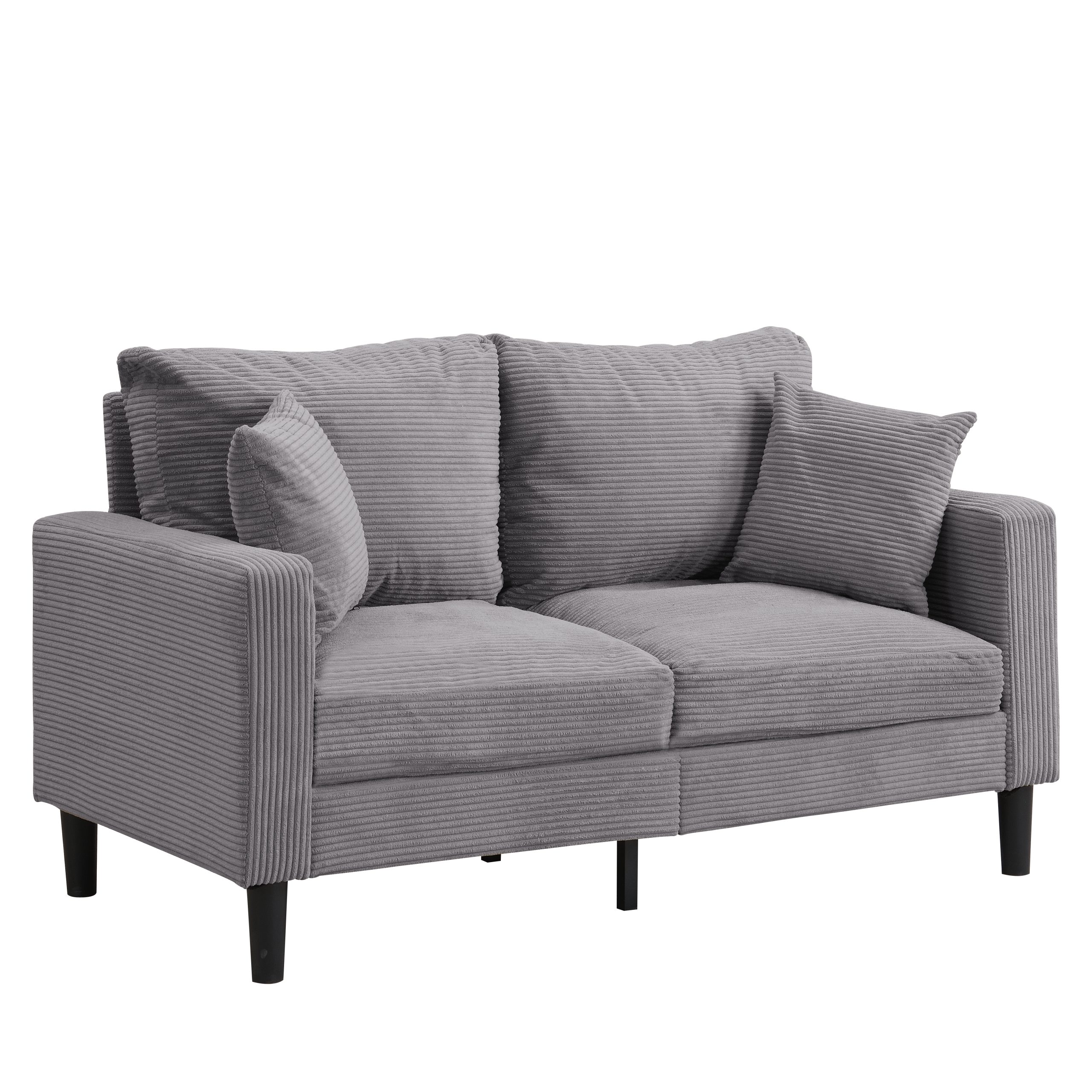 57 " High Resilience Loveseat Sofa, Wooden Frame 2 Seat Sofa, Comfy , Small Space Saving Modern Upholstered Sofa, Living Room Bedroom Apartment Small Space , Light gray - Image 5