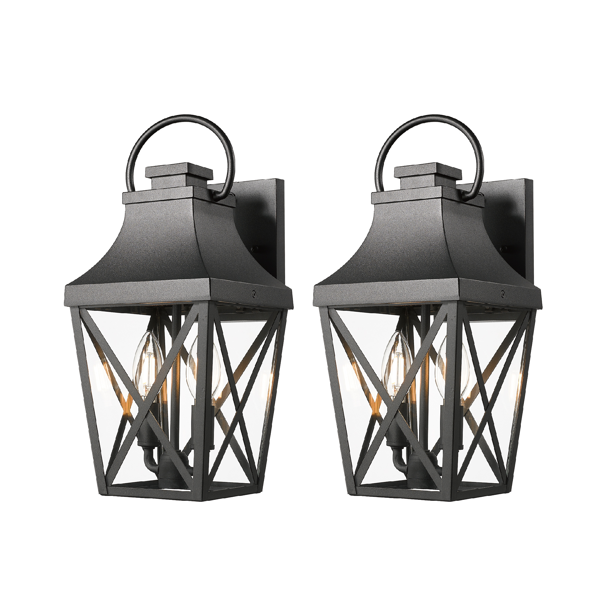 Outdoor Wall Lights, Porch Lights, Waterproof Outdoor Wall Sconce, Exterior Light Fixture Matte Black with Clear Glass Shade for Garage Patio Front Door Balcony (2 pack) - Image 3
