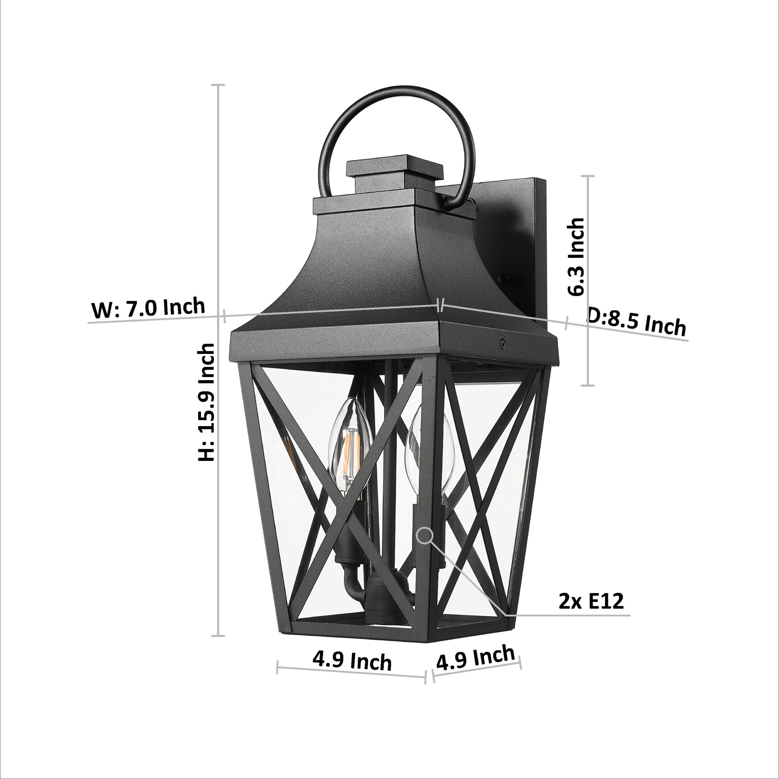 Outdoor Wall Lights, Porch Lights, Waterproof Outdoor Wall Sconce, Exterior Light Fixture Matte Black with Clear Glass Shade for Garage Patio Front Door Balcony (2 pack) - Image 6