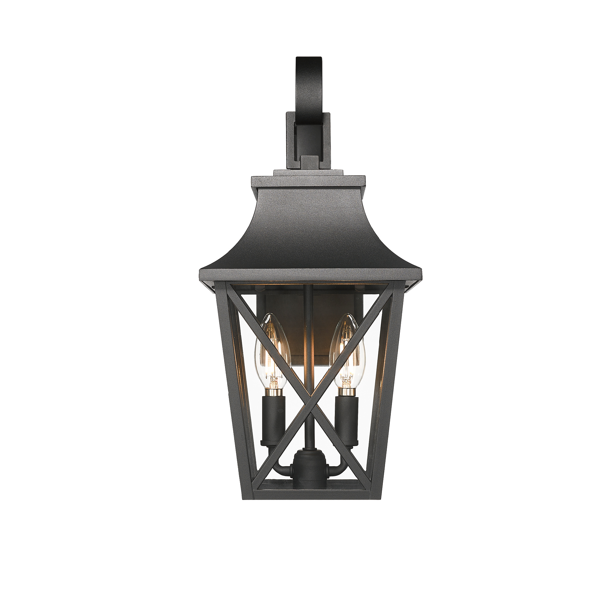 Black Outdoor Wall Lantern 2-Light,Large Outside Modern Wall Sconce Light Fixture,Industrial Porch Light Wall Mount with Glass,Waterproof Farmhouse Exterior Lamp Lighting (1 Pack) - Image 6