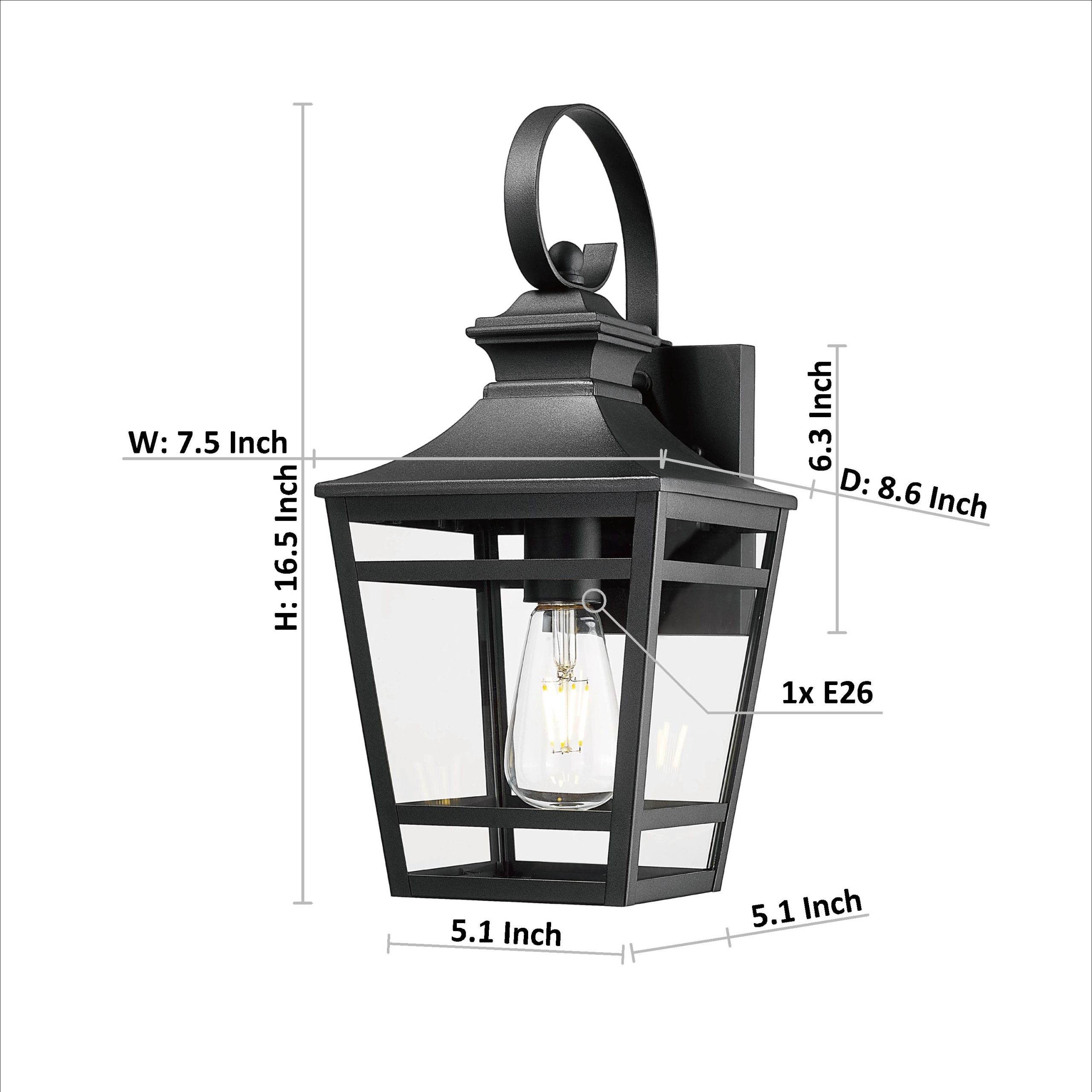 Large Outdoor Wall Lights for House, 16.5inch Exterior Lighting Fixtures Wall Mount Outdoor Porch Lights Waterproof Black Outdoor Sconce Lights with Clear Glass for Patio Hallway Garage (2 pack) - Image 6