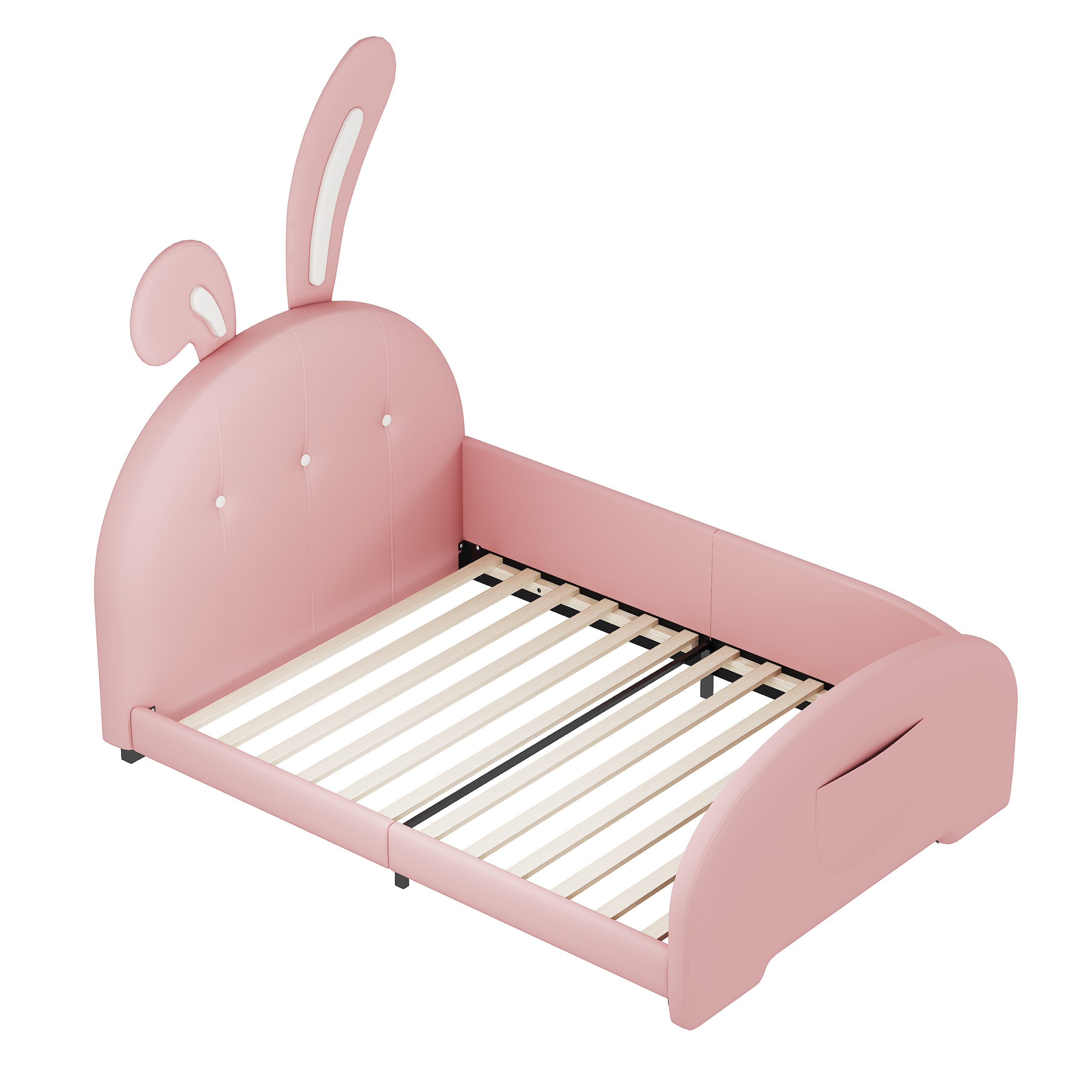 Twin size Upholstered Rabbit-Shape Princess Bed ,Twin Size Platform Bed with Headboard and Footboard,Pink (Old SKU: WF311629AAH) - Image 4
