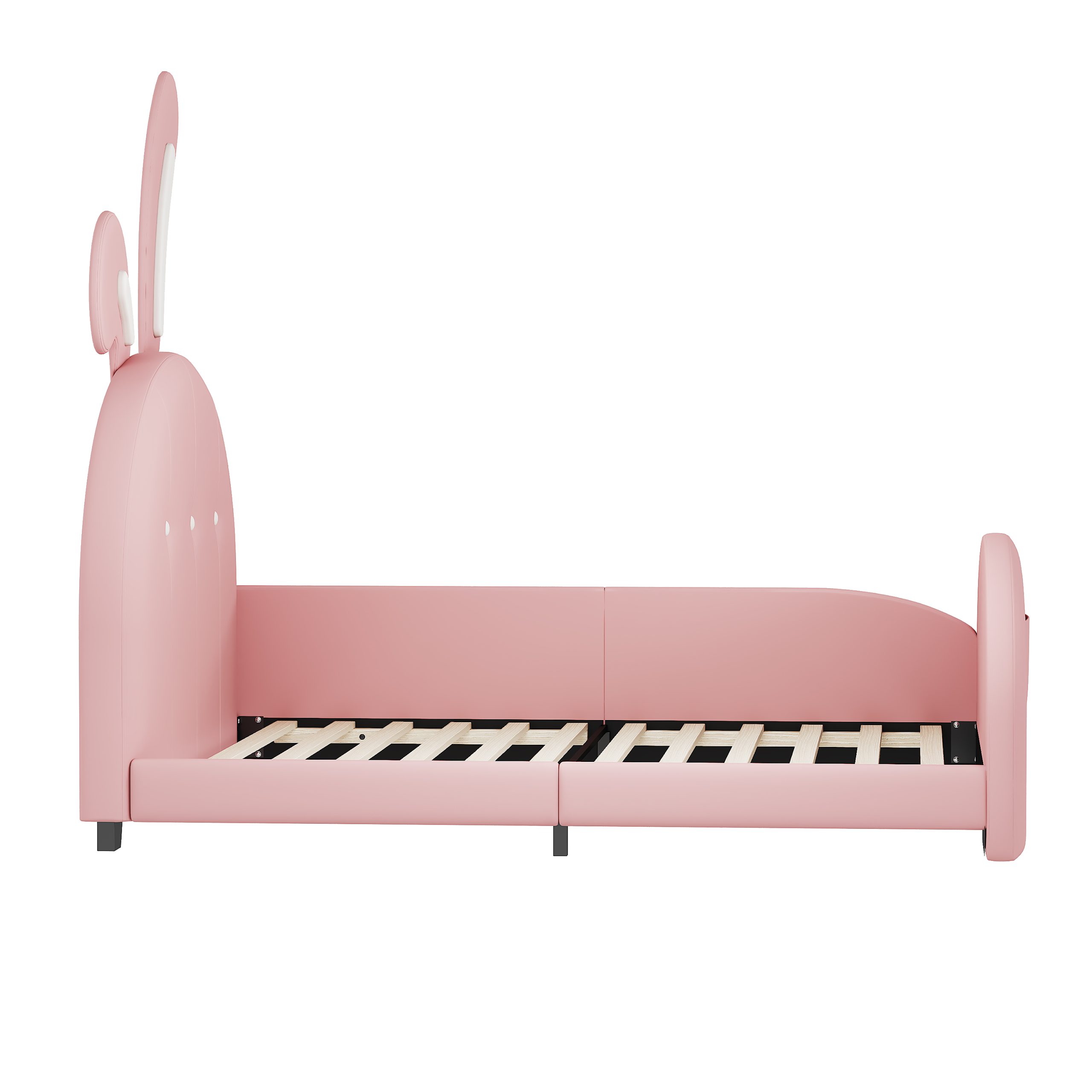 Twin size Upholstered Rabbit-Shape Princess Bed ,Twin Size Platform Bed with Headboard and Footboard,Pink (Old SKU: WF311629AAH) - Image 5