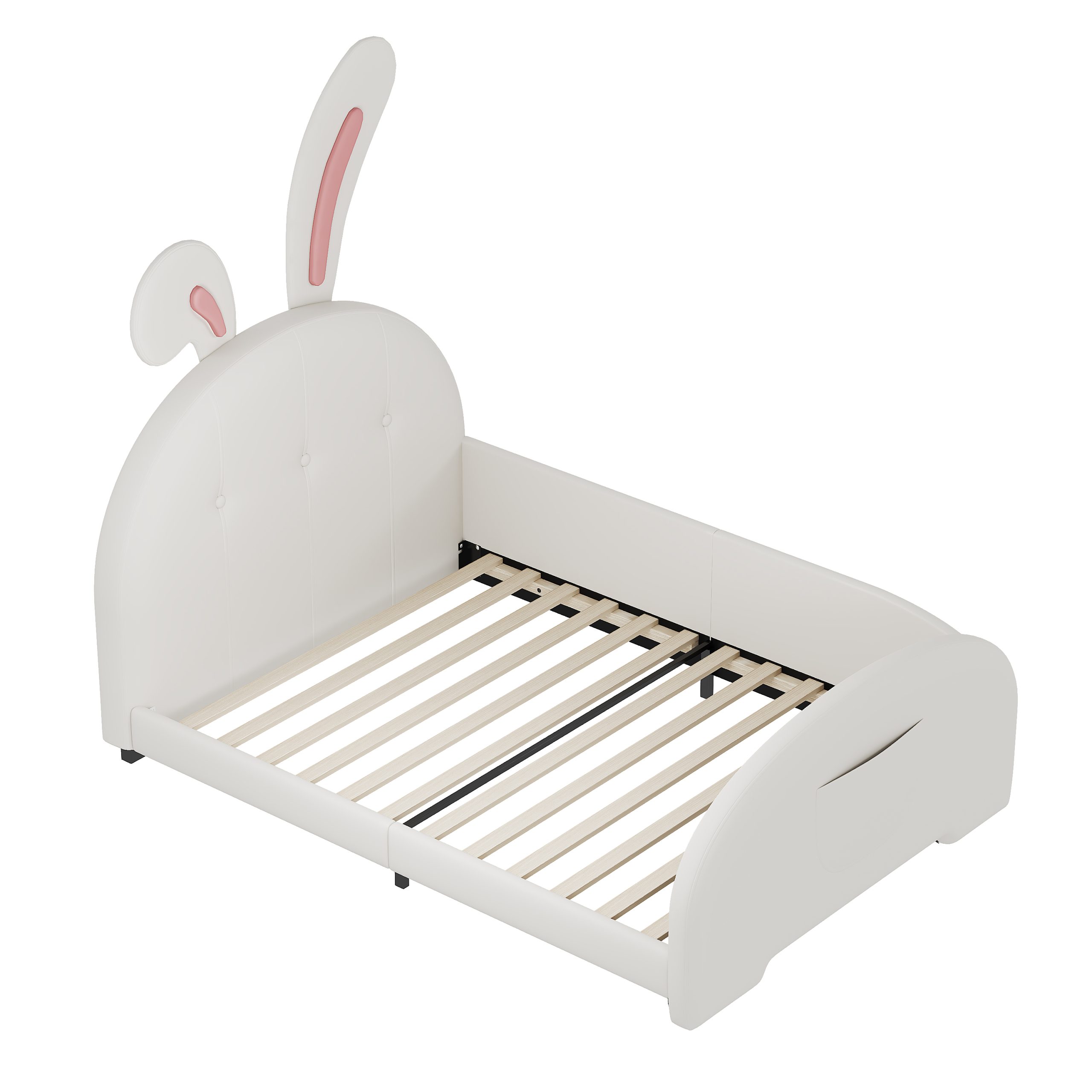 Twin size Upholstered Rabbit-Shape Princess Bed ,Twin Size Platform Bed with Headboard and Footboard,White (Old SKU: WF311629AAK) - Image 4