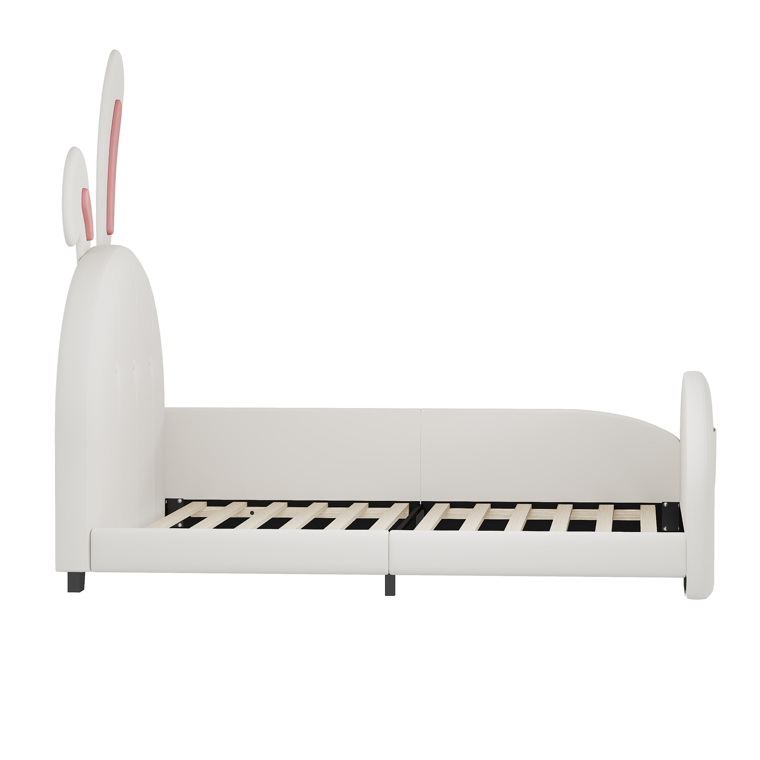 Twin size Upholstered Rabbit-Shape Princess Bed ,Twin Size Platform Bed with Headboard and Footboard,White (Old SKU: WF311629AAK) - Image 5