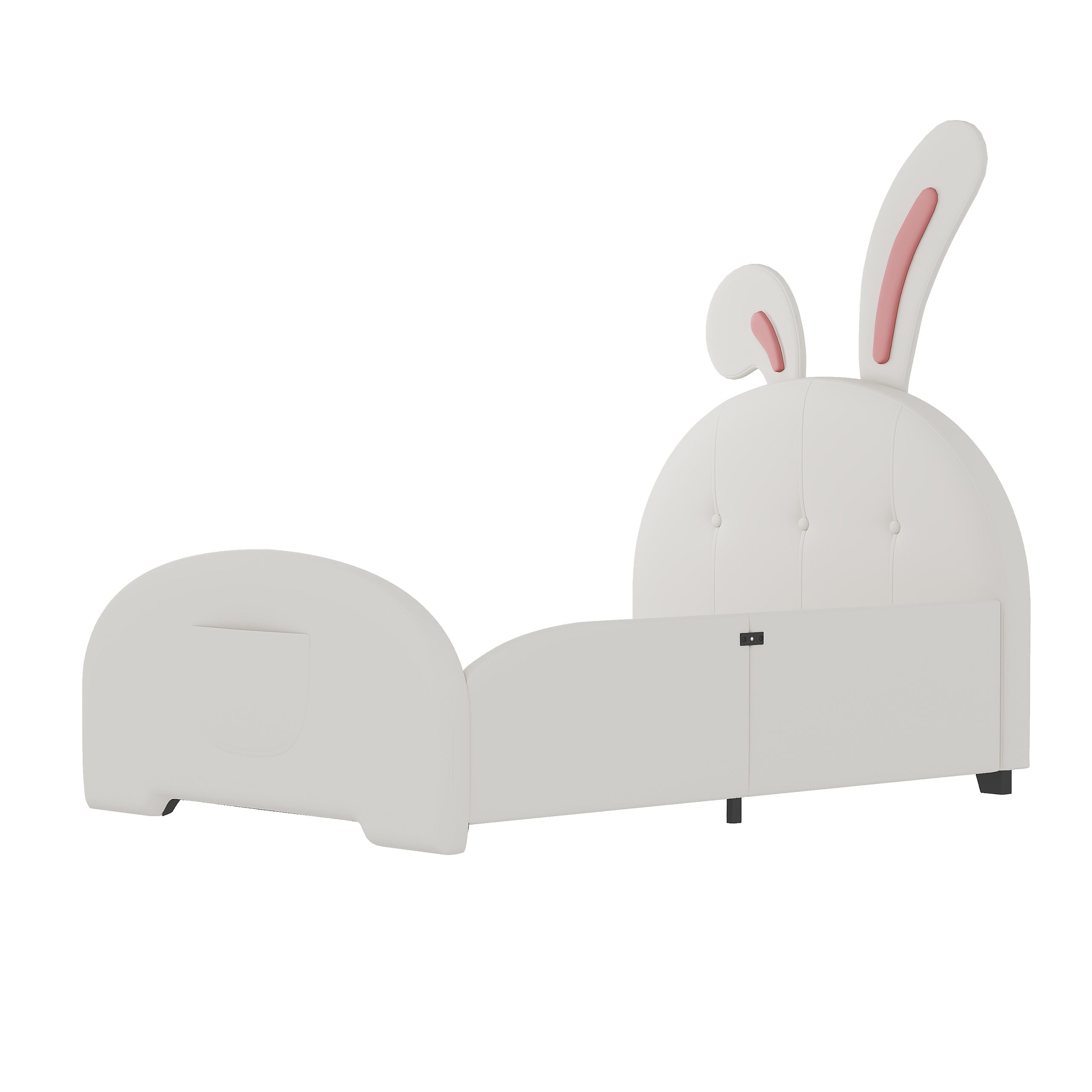 Twin size Upholstered Rabbit-Shape Princess Bed ,Twin Size Platform Bed with Headboard and Footboard,White (Old SKU: WF311629AAK) - Image 6