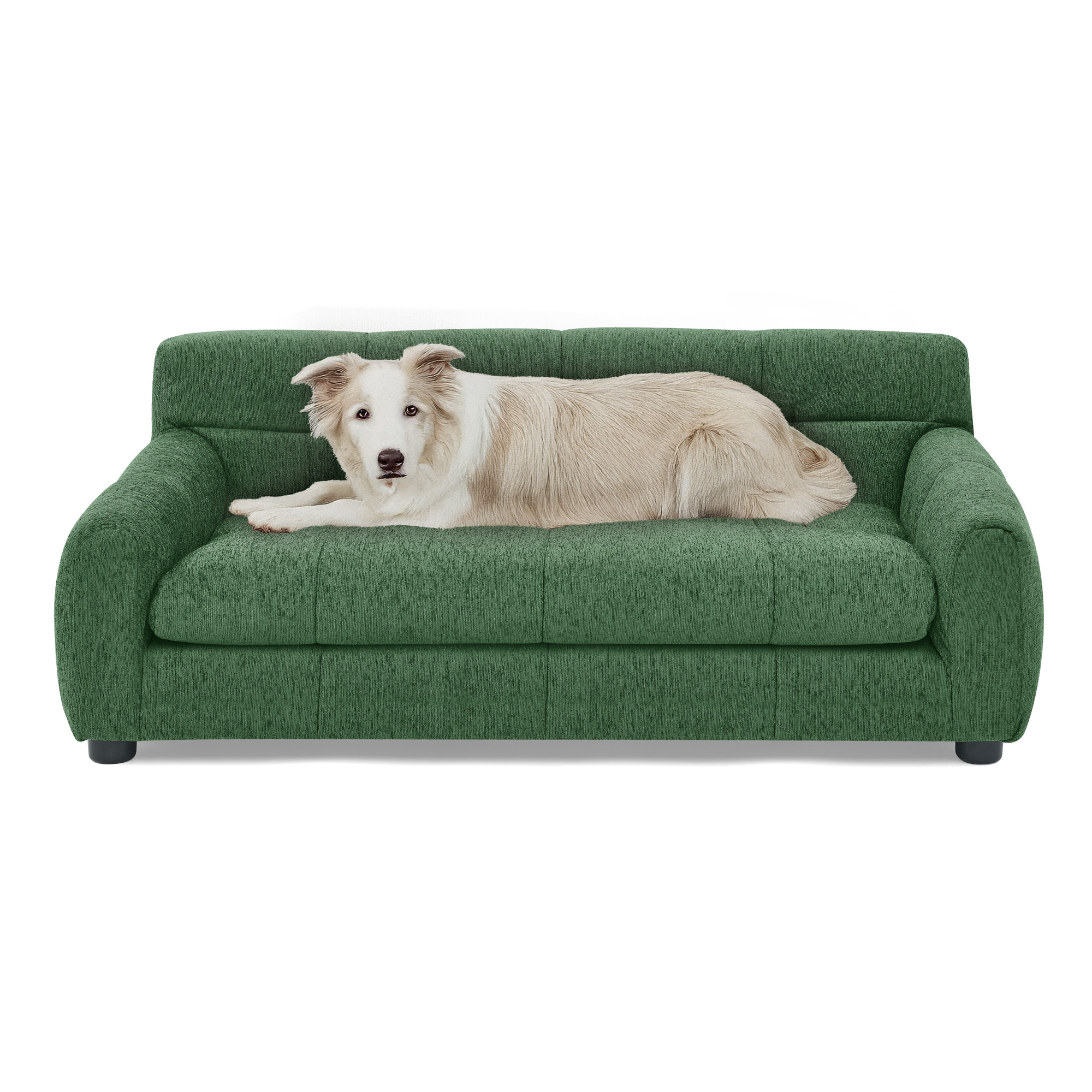 Soft and comfortable pet sofa with backrest and armrests, suitable for modern rectangular pet sofas for small and medium-sized dogs-Green - Image 5
