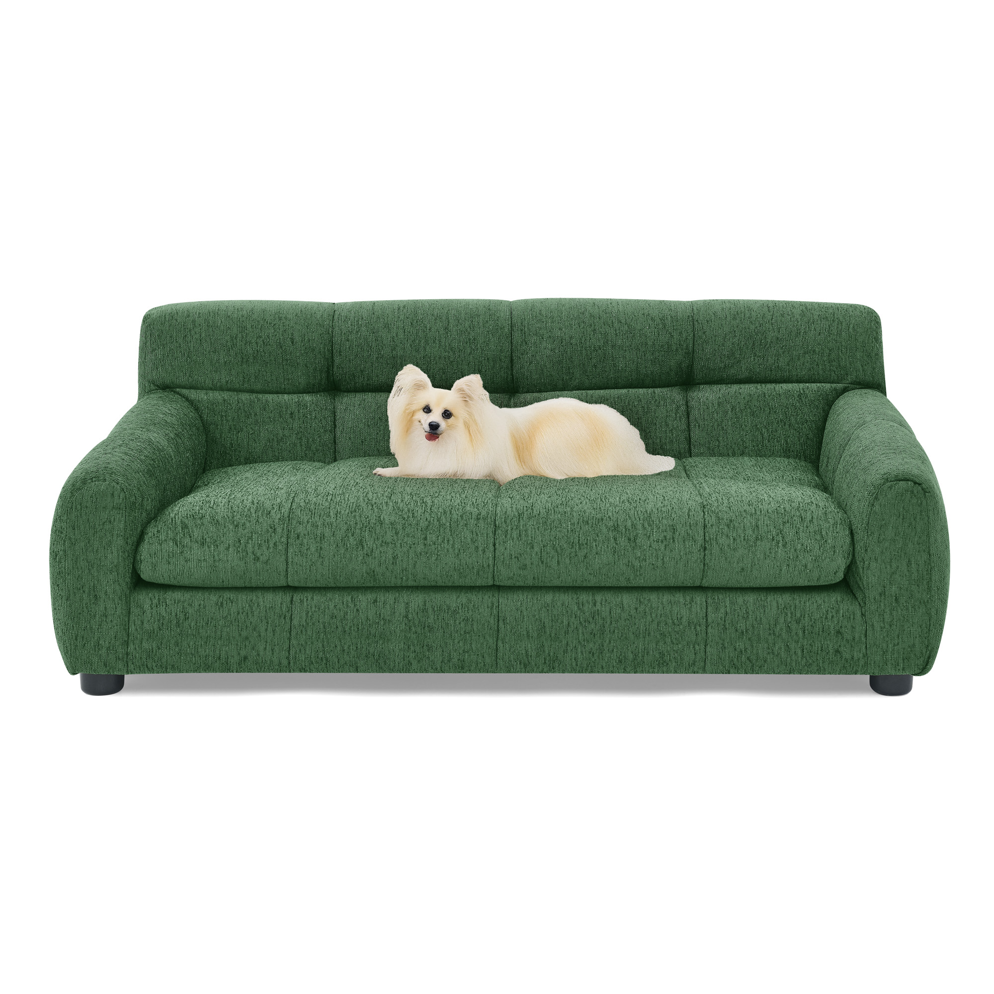 Soft and comfortable pet sofa with backrest and armrests, suitable for modern rectangular pet sofas for small and medium-sized dogs-Green - Image 6