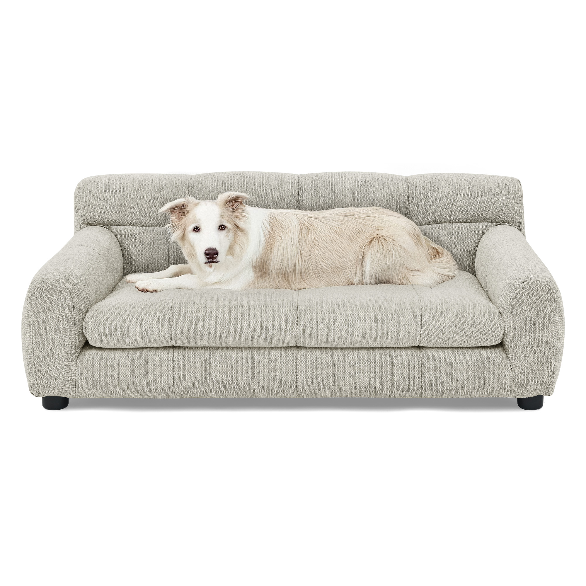 Soft and comfortable pet sofa with backrest and armrests, suitable for modern rectangular pet sofas for small and medium-sized dogs,-Beige - Image 5