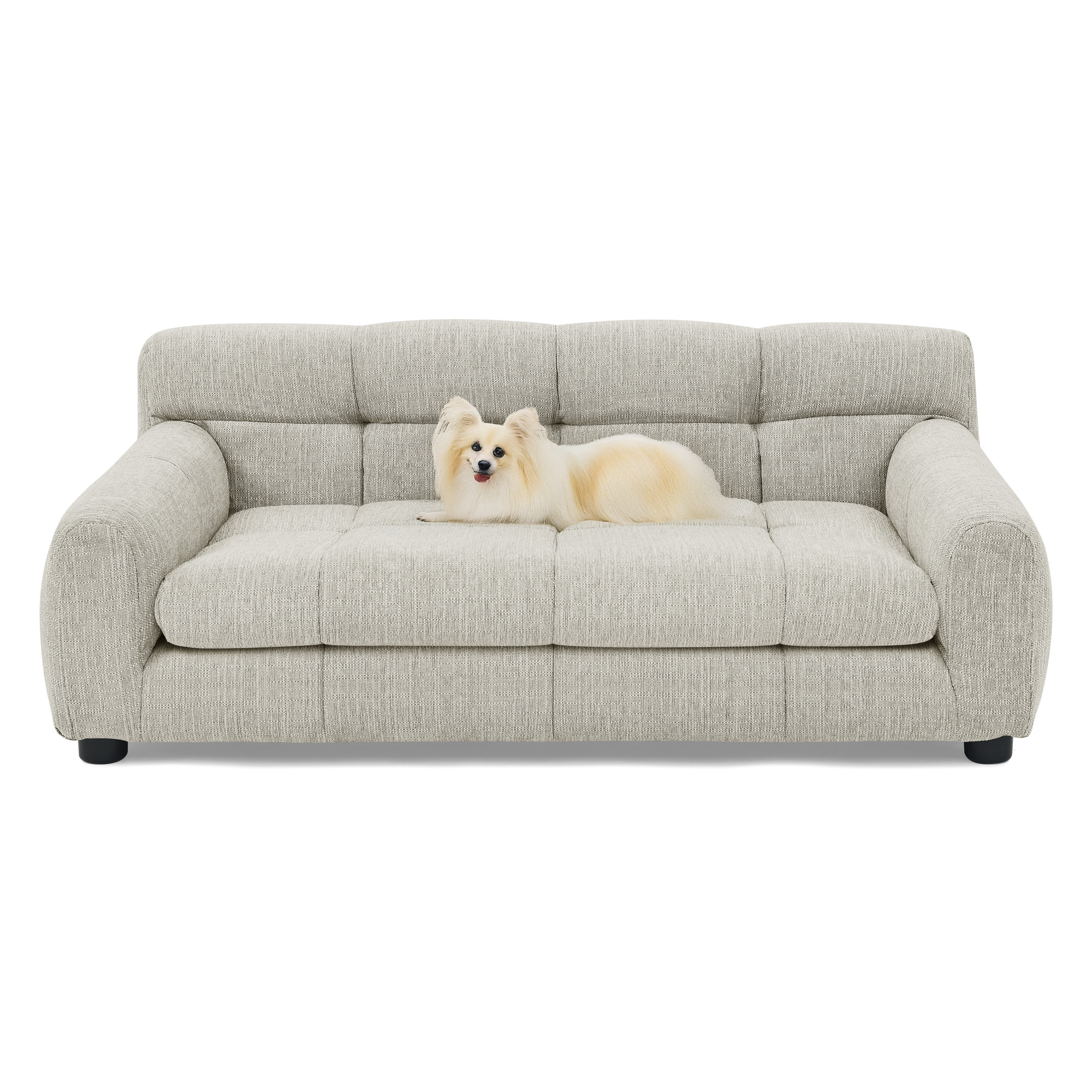Soft and comfortable pet sofa with backrest and armrests, suitable for modern rectangular pet sofas for small and medium-sized dogs,-Beige - Image 6