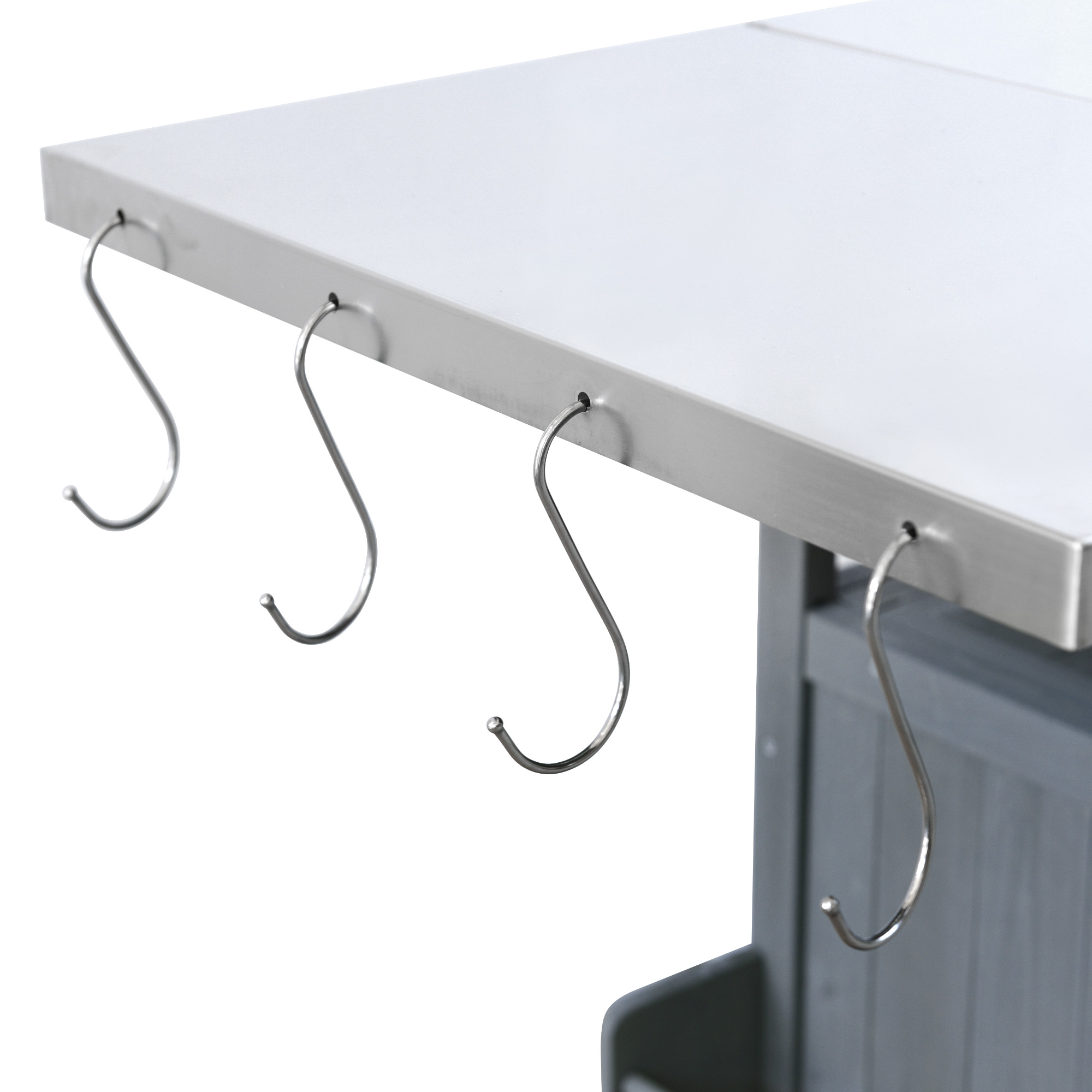 K&K 40.5" Outdoor Grill Cart with Stainless Steel Top, Solid Wood Outdoor Storage Cabinet with Drop Leaf, One Drawer, Towel Rack, Rolling Kitchen Cart with Lockable Wheels for Lawn Garden, Blue Grey - Image 4
