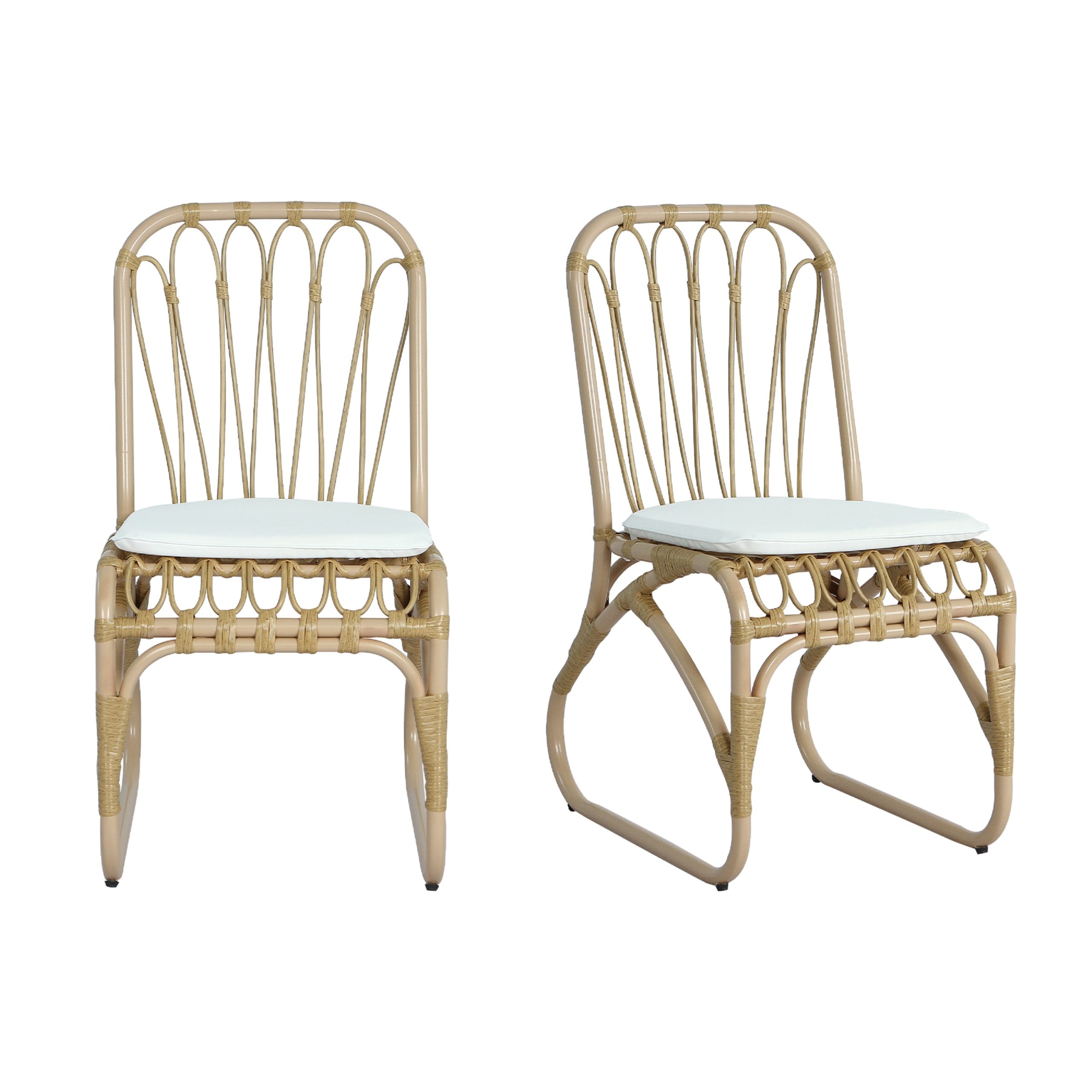 Outdoor PE Wicker Dining Chairs with Washable Cushion Set of 2, Outdoor Rattan chairs for Backyard, Poolside, Garden,Patio,Natural - Image 5