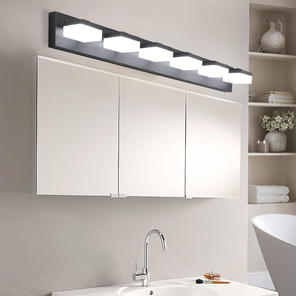 (Same as W1340110609/L2015) Modern 6-Light Black LED Vanity Mirror Light Fixture For Bathrooms And Makeup Tables - Image 4
