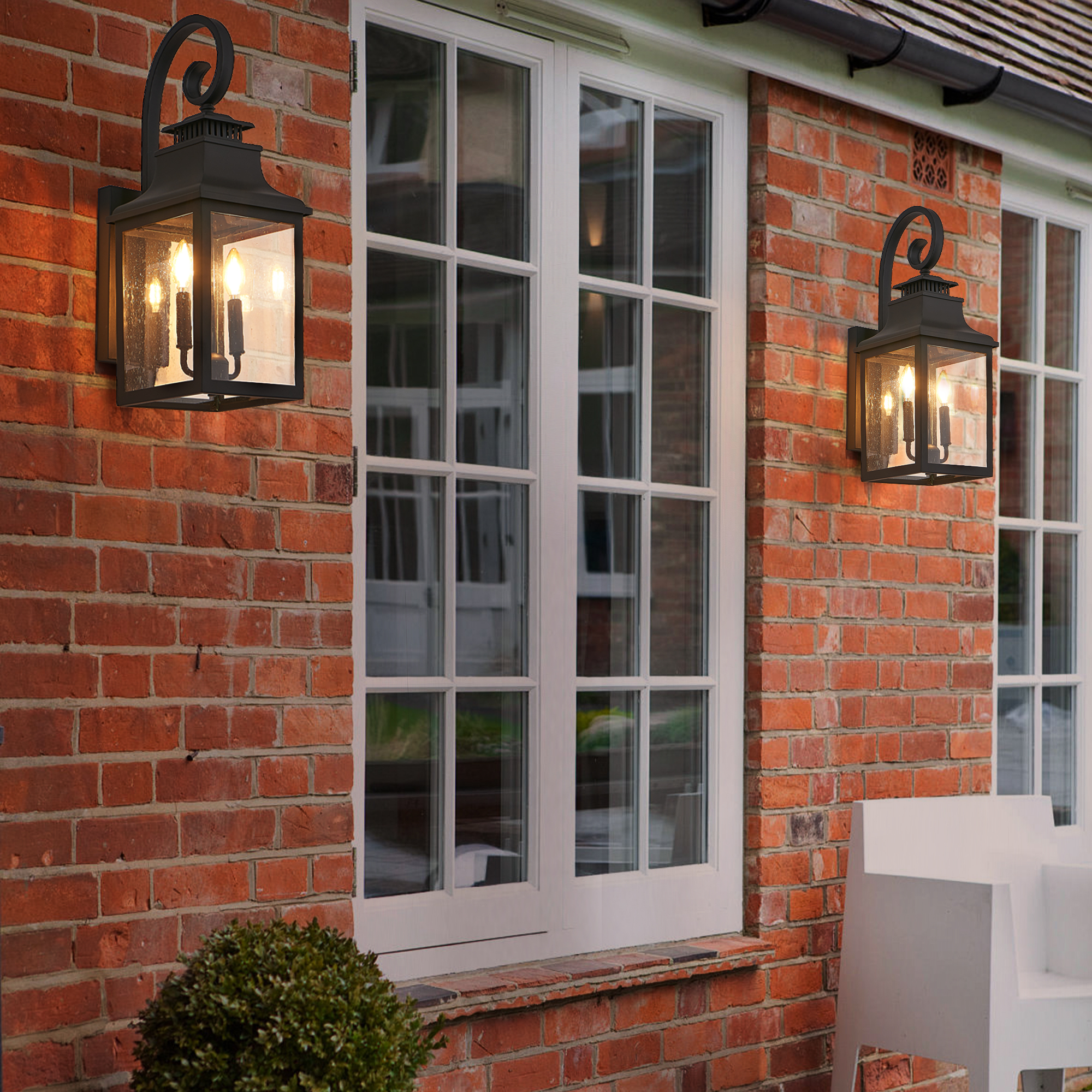 23"(H) 1-Pack Outdoor Wall Lantern Light – Vintage Black Metal Sconce with Clear Seeded Glass for Porch, Patio, and Garden (Bulb Not Included) - Image 4
