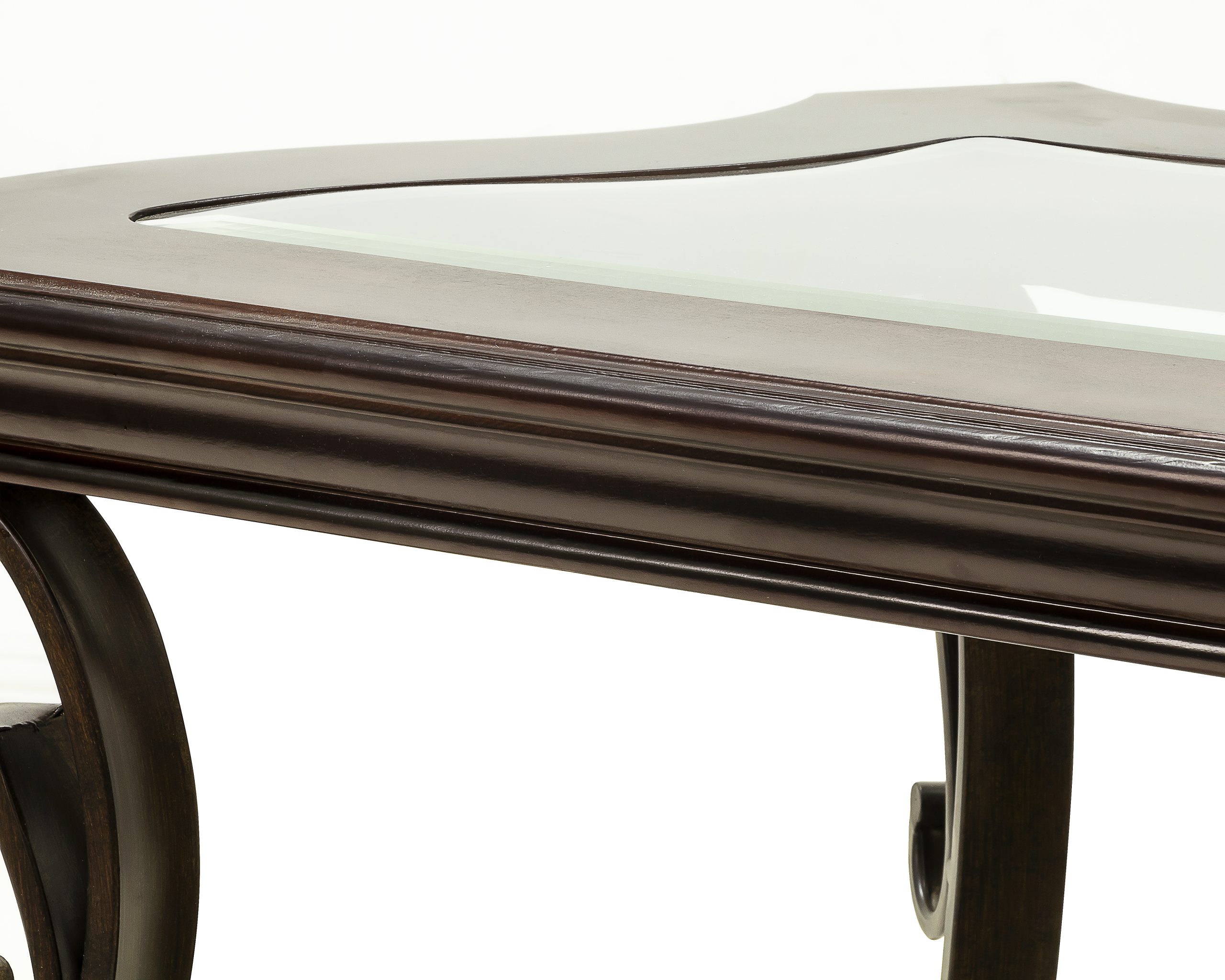 Sofa Table, Glass table top, MDF W/marble paper middle shelf, powder coat finish metal legs. (54"Lx20"Wx30"H) - Image 5