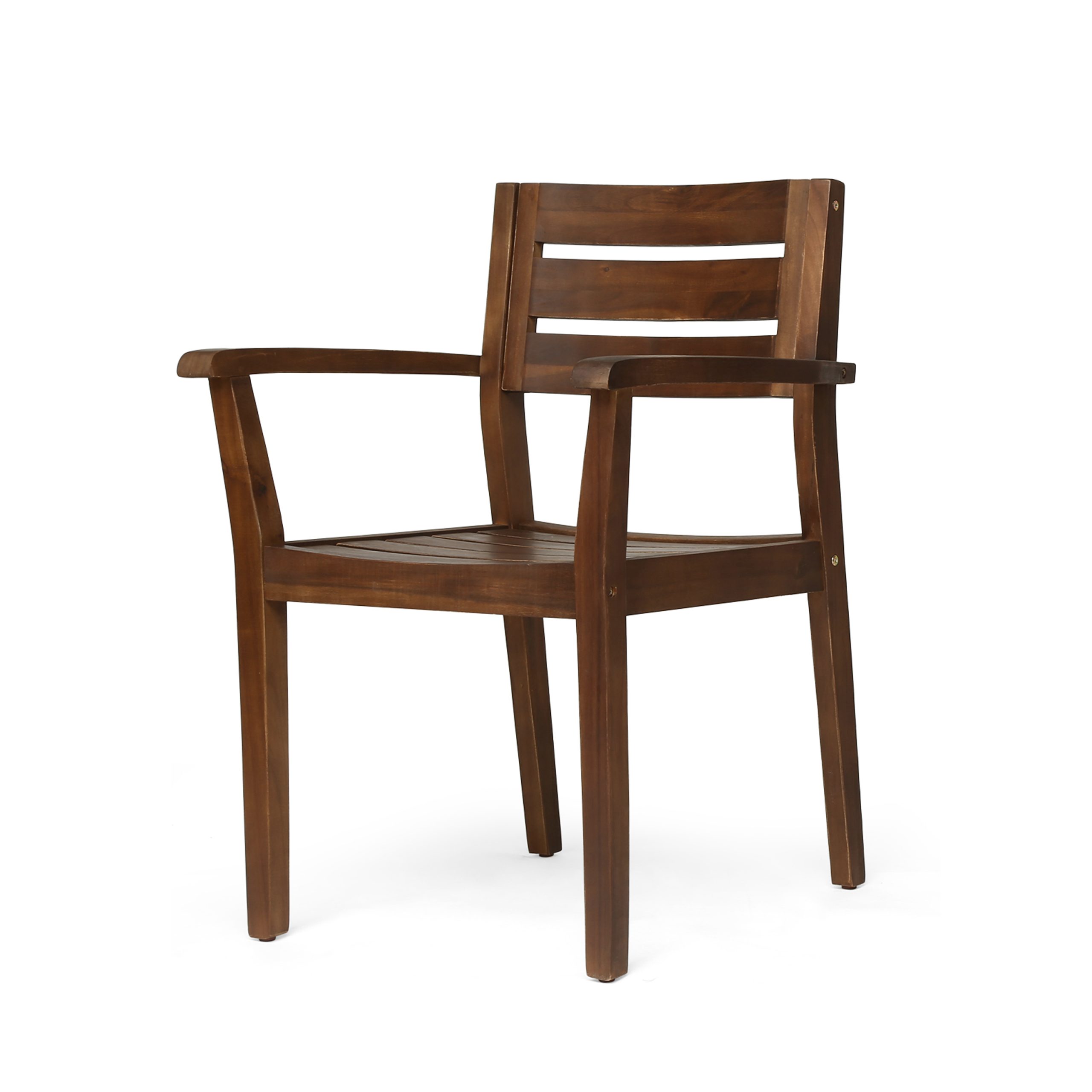 STAMFORD Dining Chairs Set of 2,Acacia Wood Patio Armchair,for Backyard, Poolside, Garden,Dark Brown - Image 5